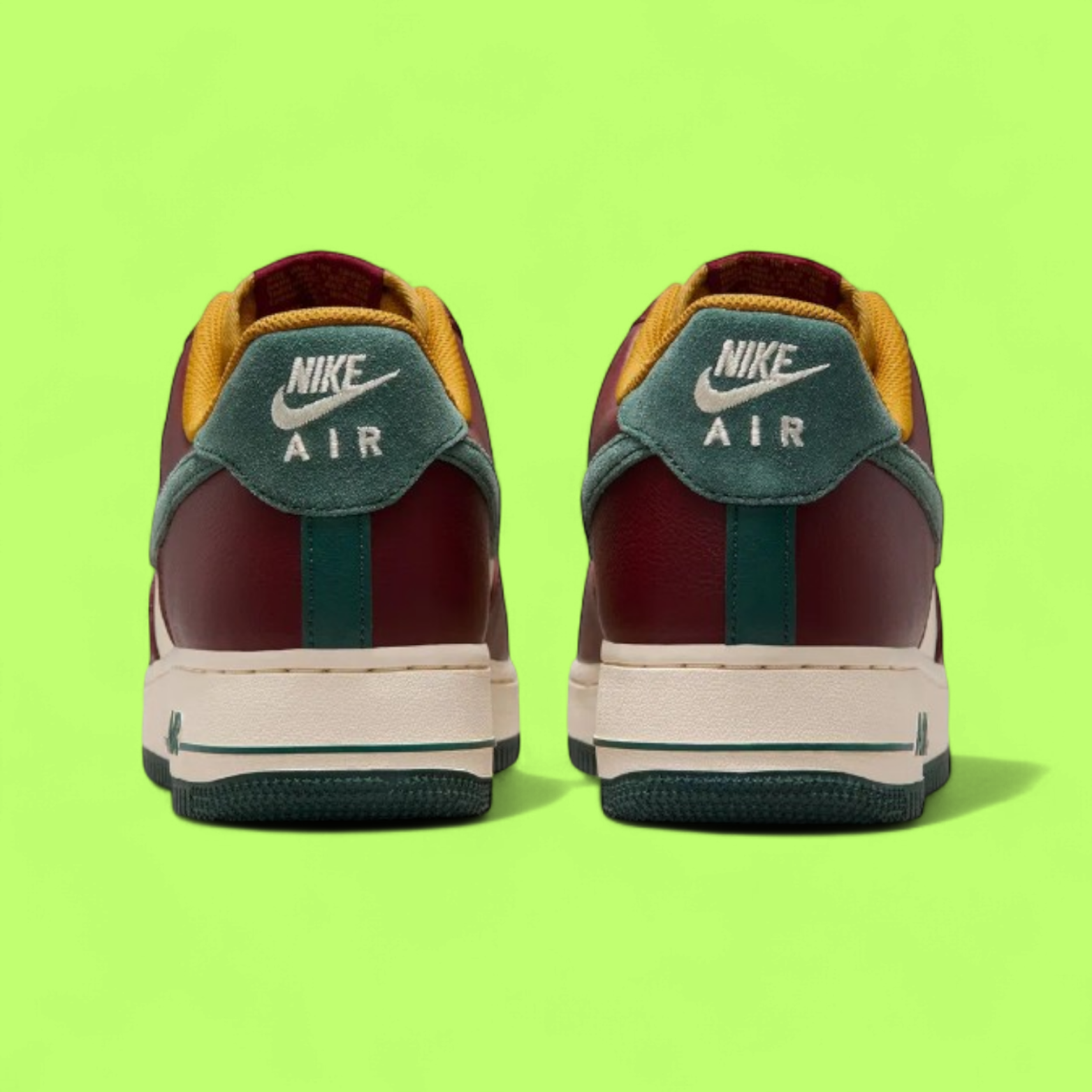 NIKE AIR FORCE 1 LOW BURGUNDY GREEN RETRO PREMIUM STYLE