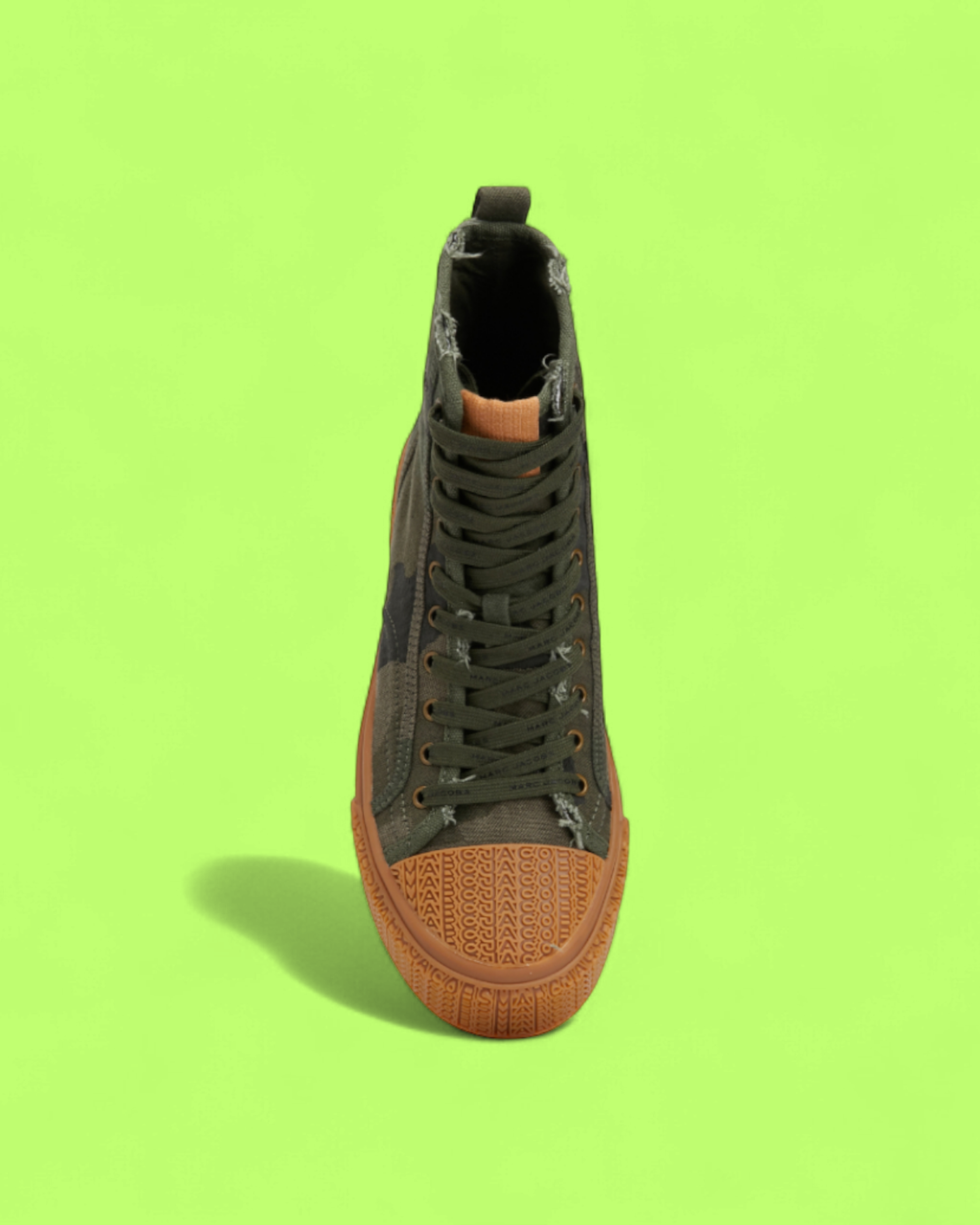 MARC JACOBS CAMO HIGH TOP CANVAS SNEAKER GUM SOLE DROPZ