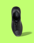 GUESS BLACK MONOCHROME LEATHER LOGO PLATFORM CASUAL SNEAKERS