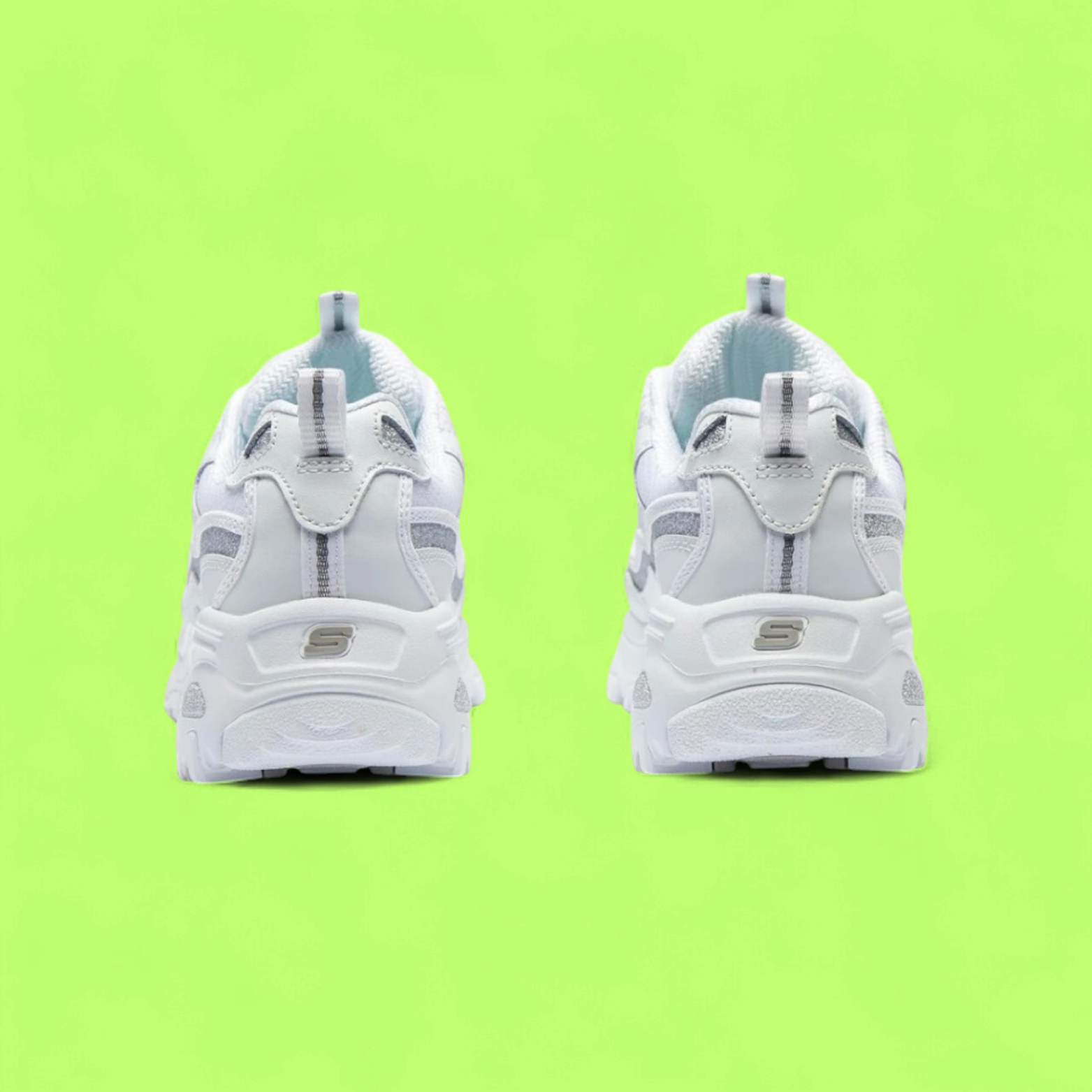 SKECHERS D’LITES “SILVER WHITE” CHUNKY COMFORT SNEAKER ICON