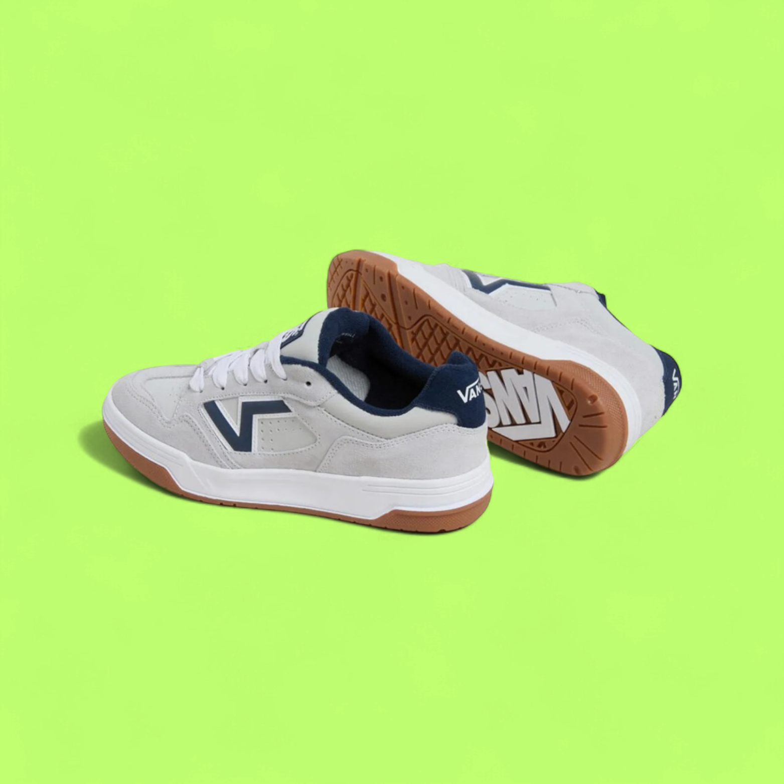 VANS UPLAND MEN'S BLUE SUEDE AND CANVAS LOW-TOP SKATE SNEAKERS
