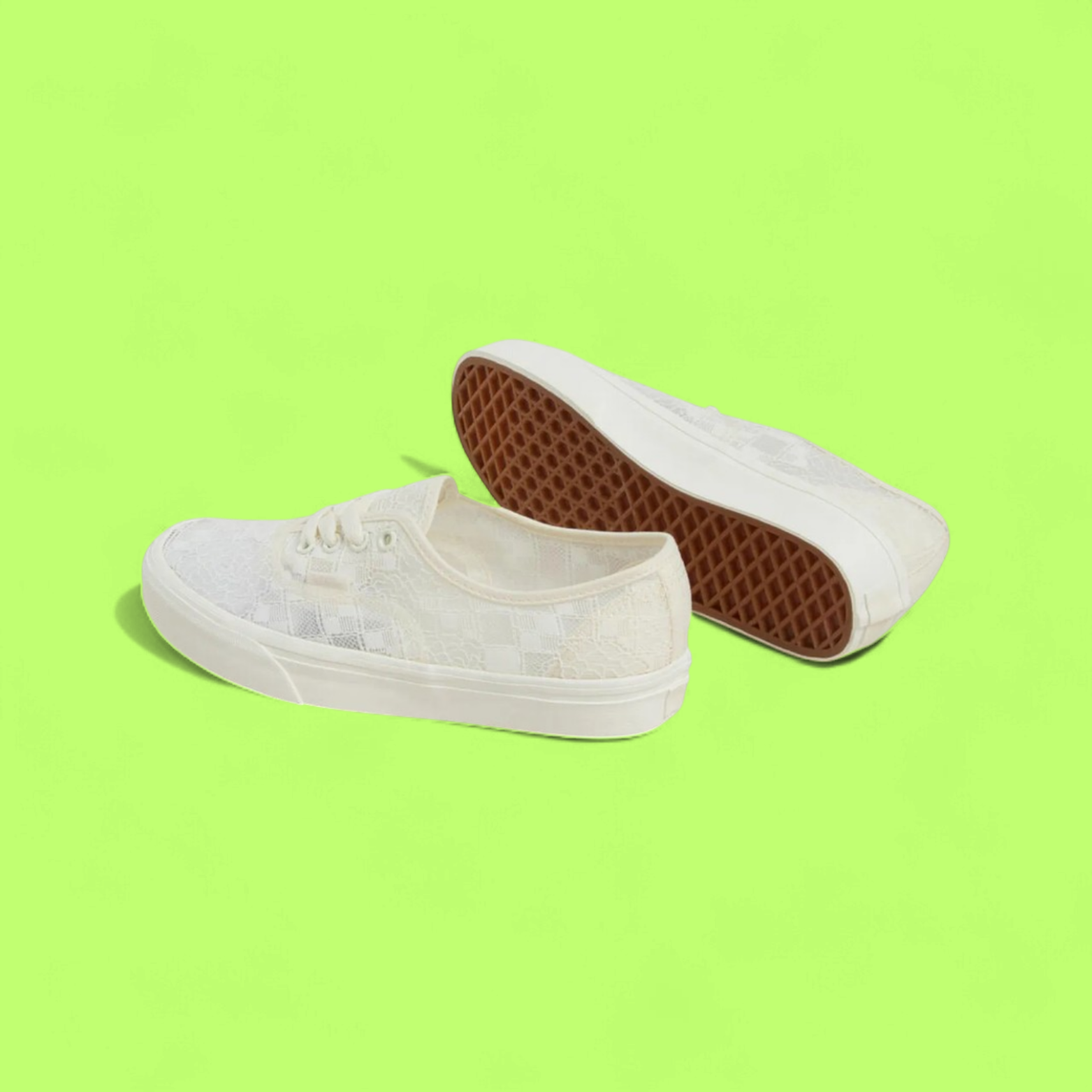 VANS AUTHENTIC LACE WHITE FLORAL TEXTURED CASUAL STYLE CWCD