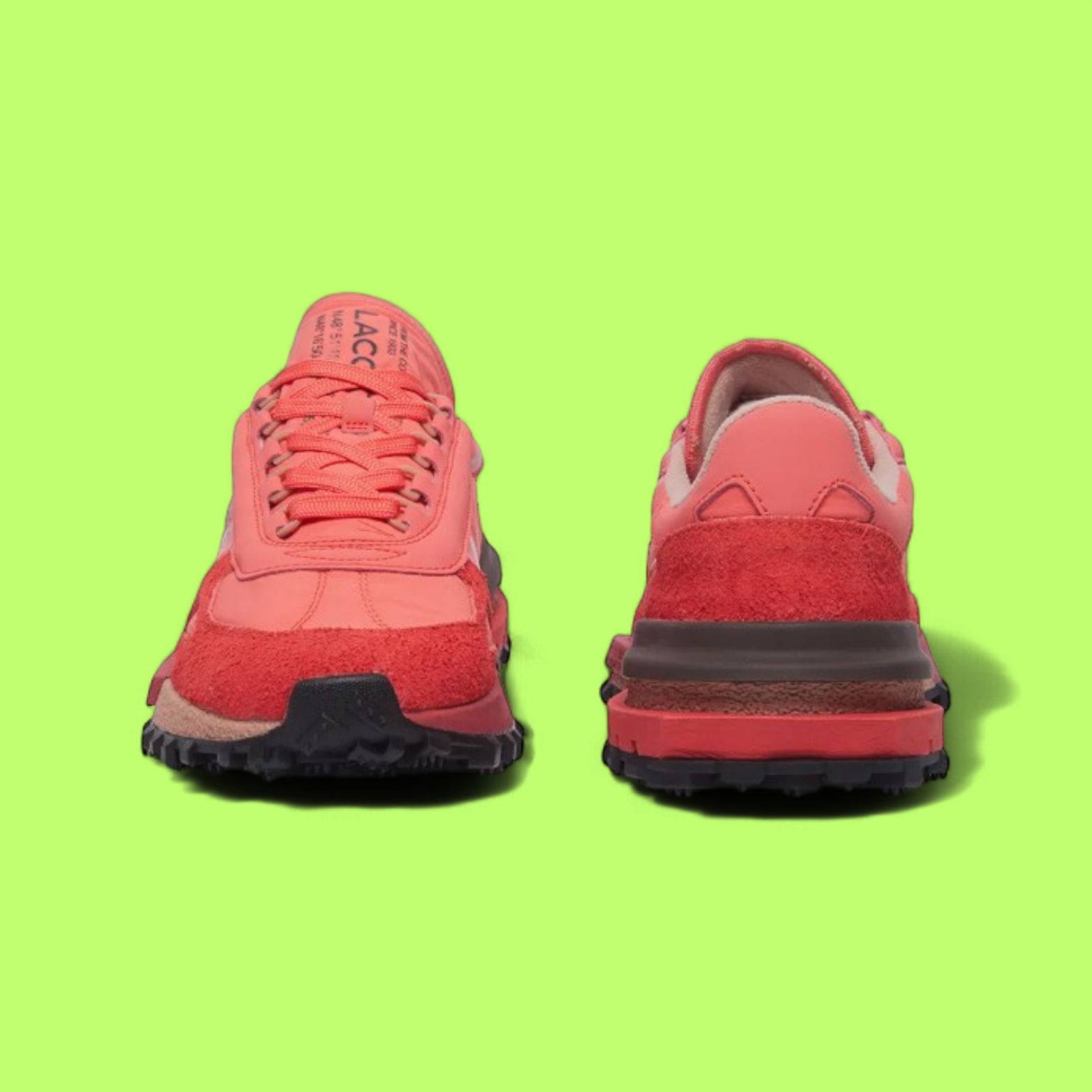 LACOSTE ELITE ACTIVE MEN'S RED MESH AND LEATHER CASUAL SNEAKERS