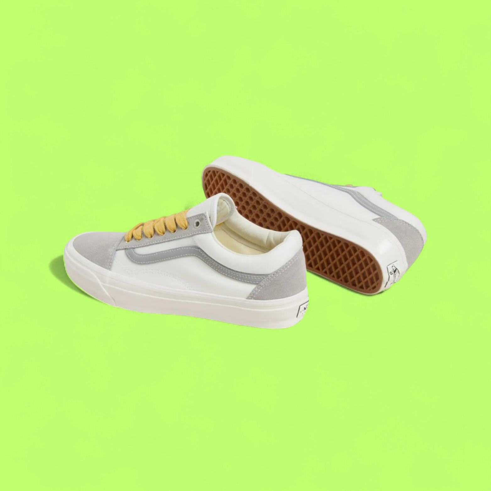 VANS OLD SKOOL WHITE GREY YELLOW LACE RETRO SNEAKERS CWCD