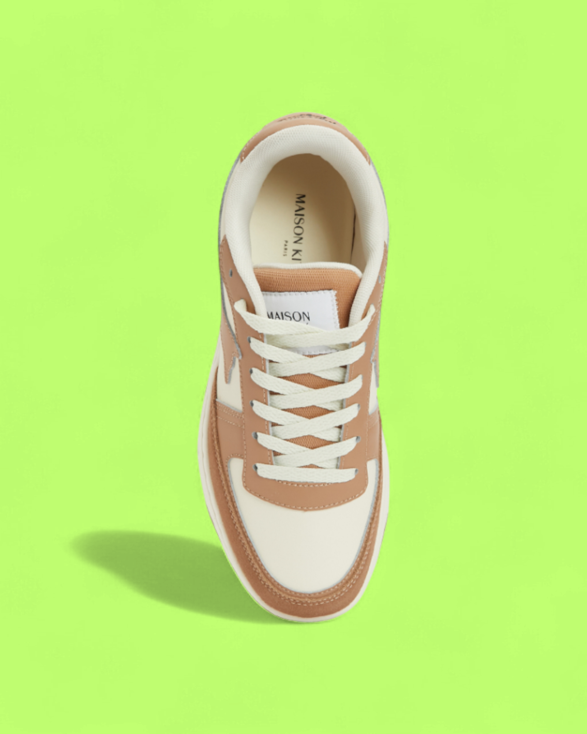 MAISON KITSUNE BEIGE FOX LOGO LOW TOP SUEDE LEATHER SNEAKERS