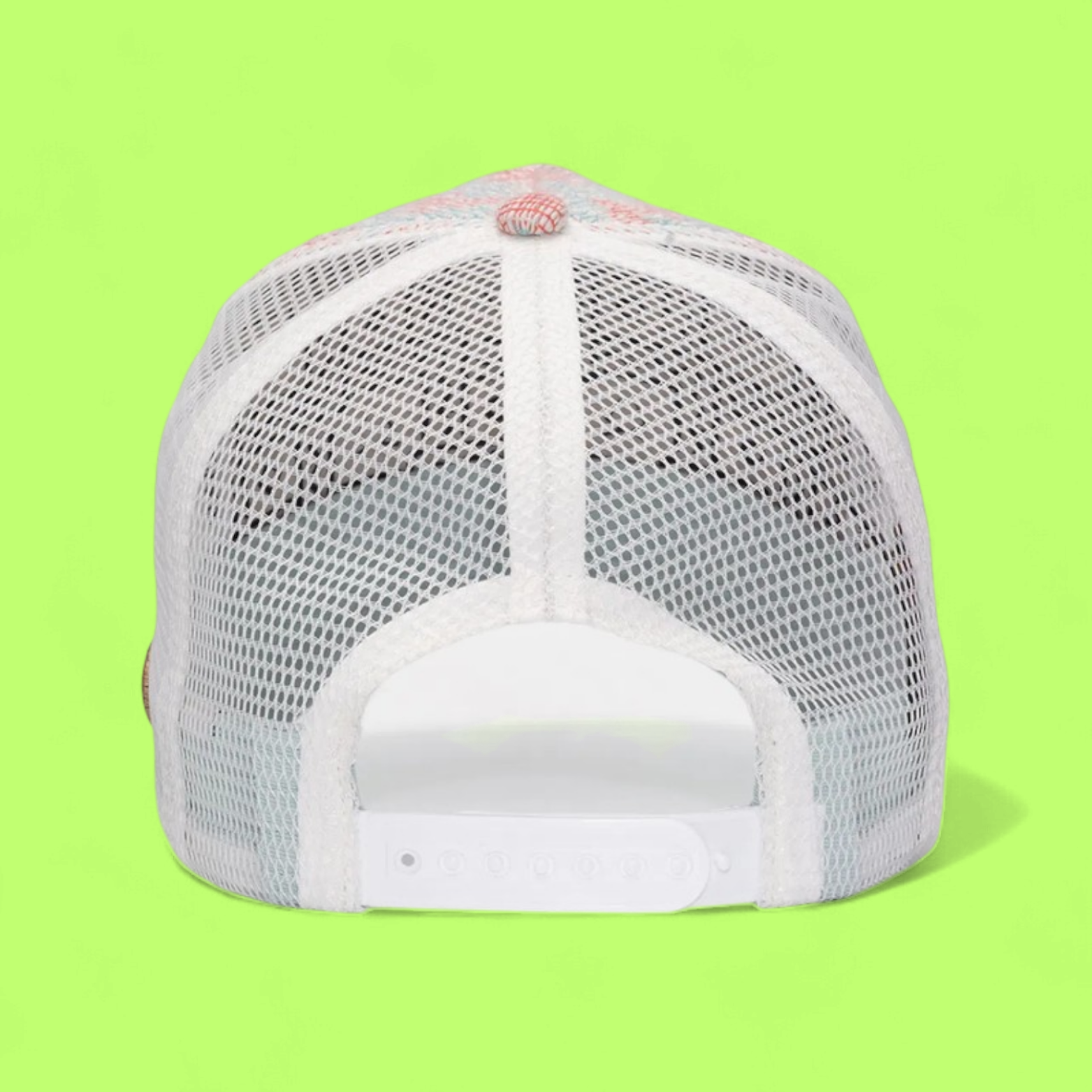 WHITE TRUCKER CAP WITH SANTA MONICA BLUE PATCH DESIGN