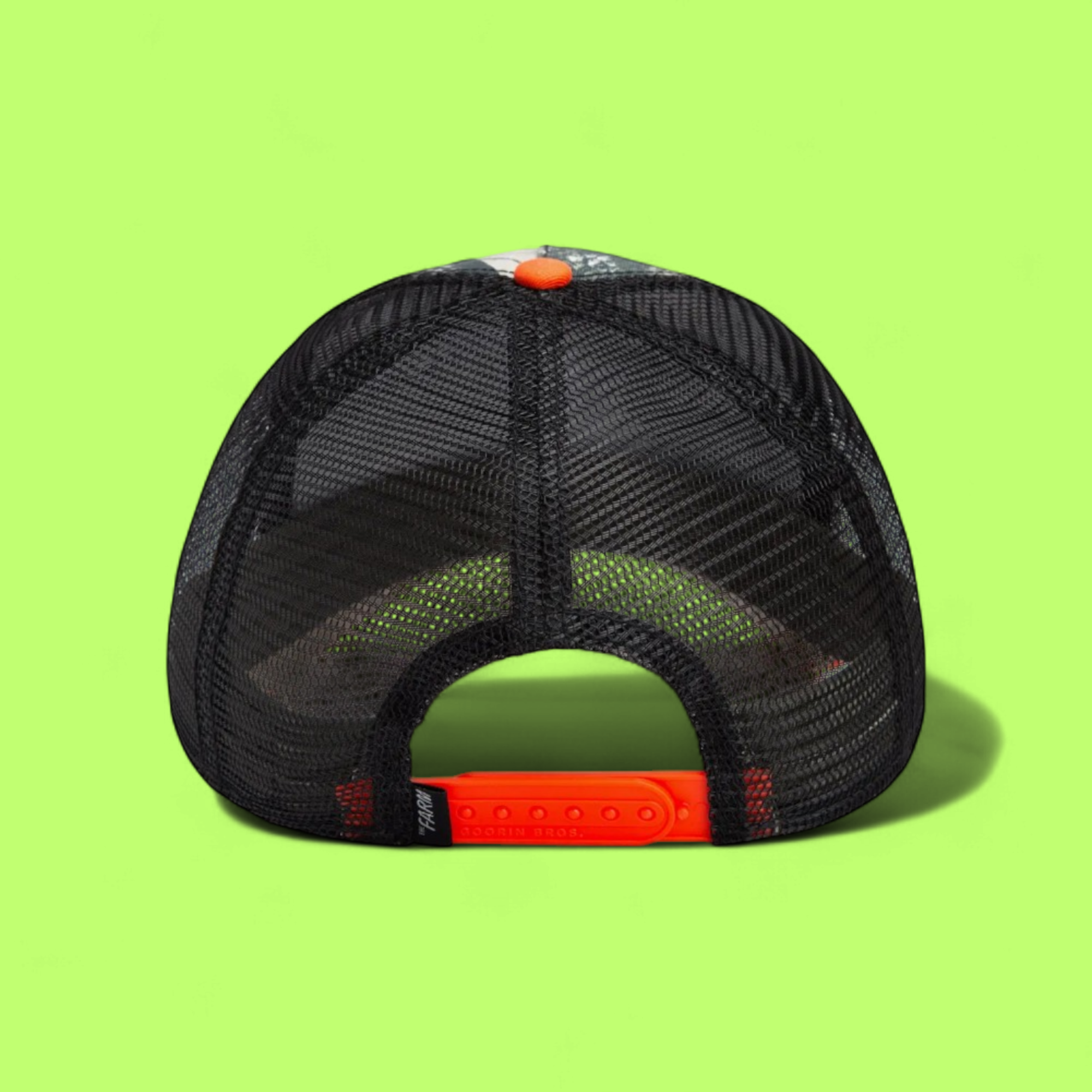 MAMBA SNAKE CAMO TRUCKER HAT WITH ORANGE BRIM AND PATCH