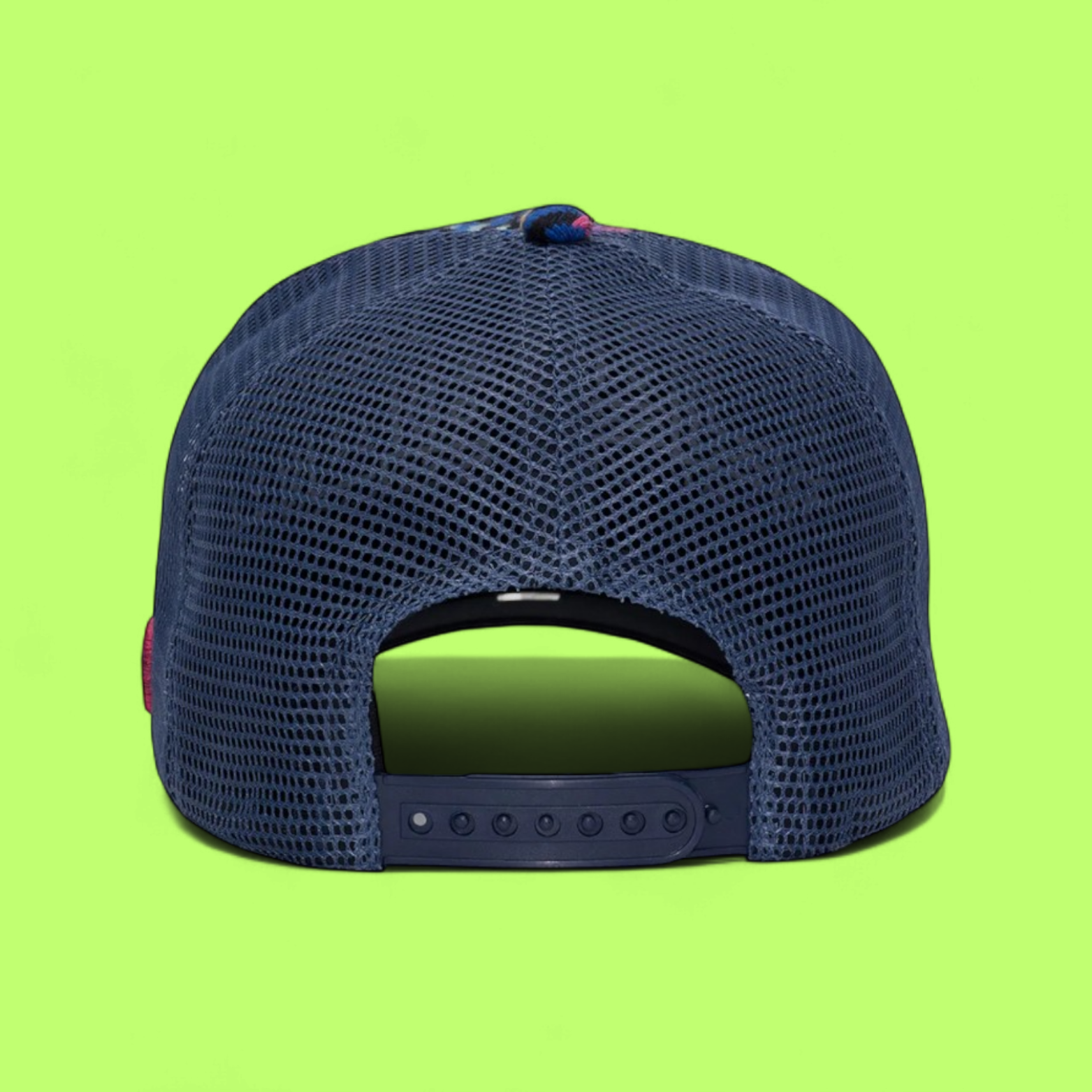 COLORFUL TRUCKER CAP WITH HAVANA EMBROIDERY AND BLUE MESH