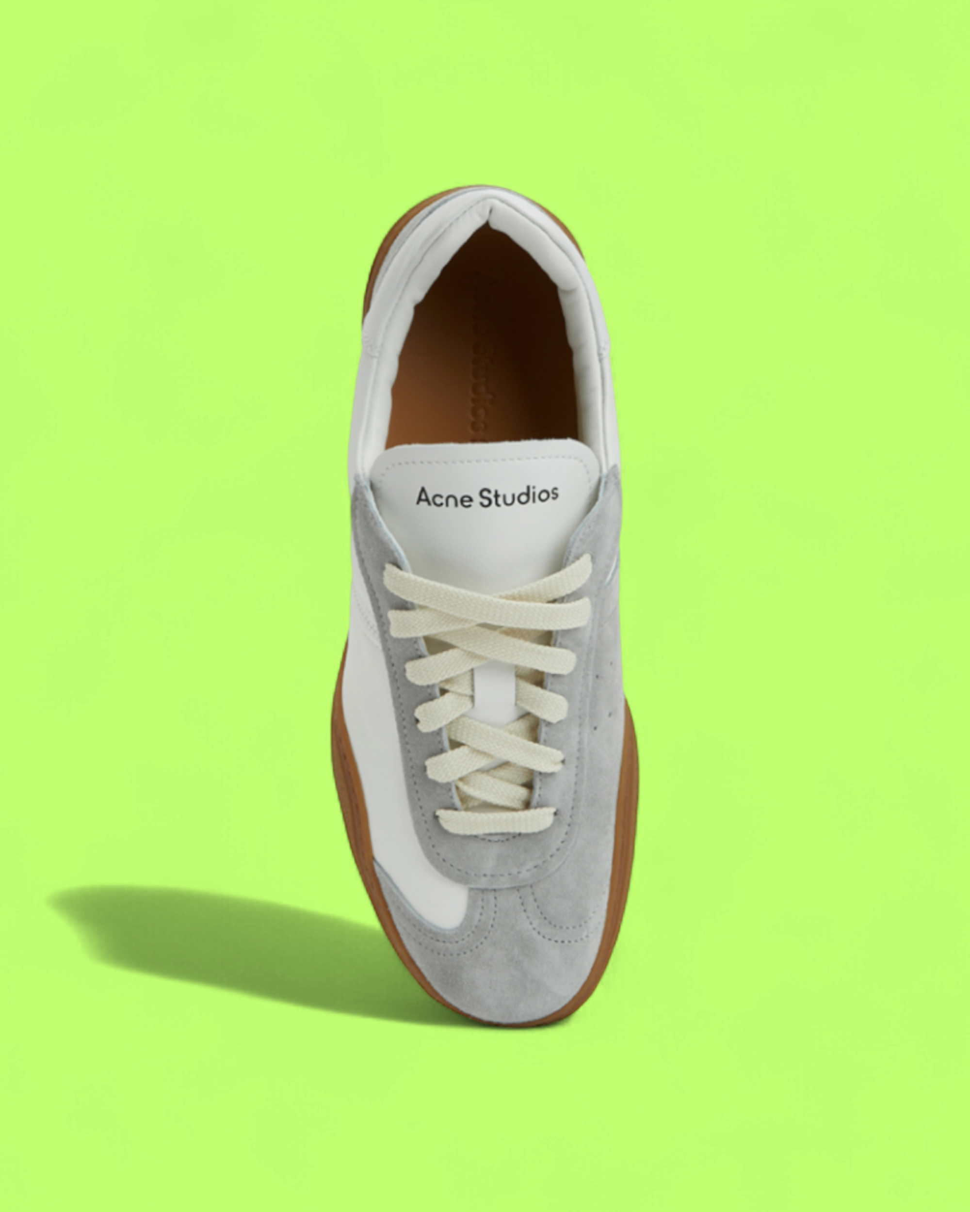 ACNE STUDIOS WHITE LEATHER AND GREY SUEDE PANEL RETRO GUM