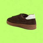 BROWN ACADEMIA SUEDE SNEAKERS WITH WHITE HEEL DETAIL AND SOLE