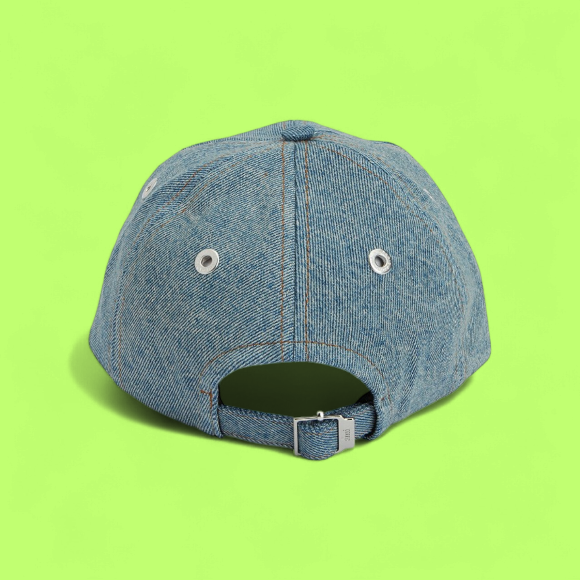 LIGHT BLUE DENIM CAP WITH BROWN HEART A EMBROIDERED LOGO
