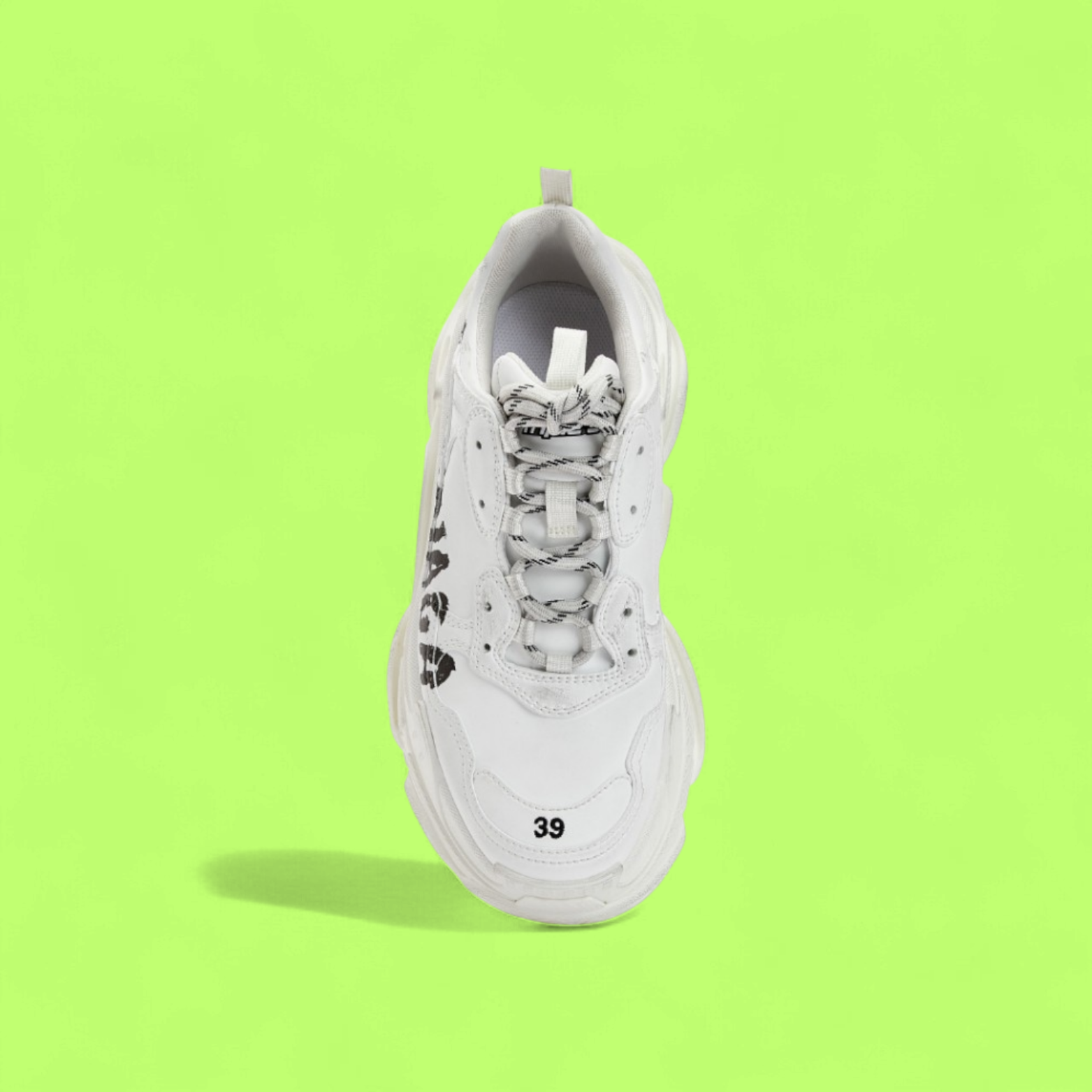 BALENCIAGA TRIPLE S WHITE GRAFFITI LOGO CHUNKY SNEAKERS
