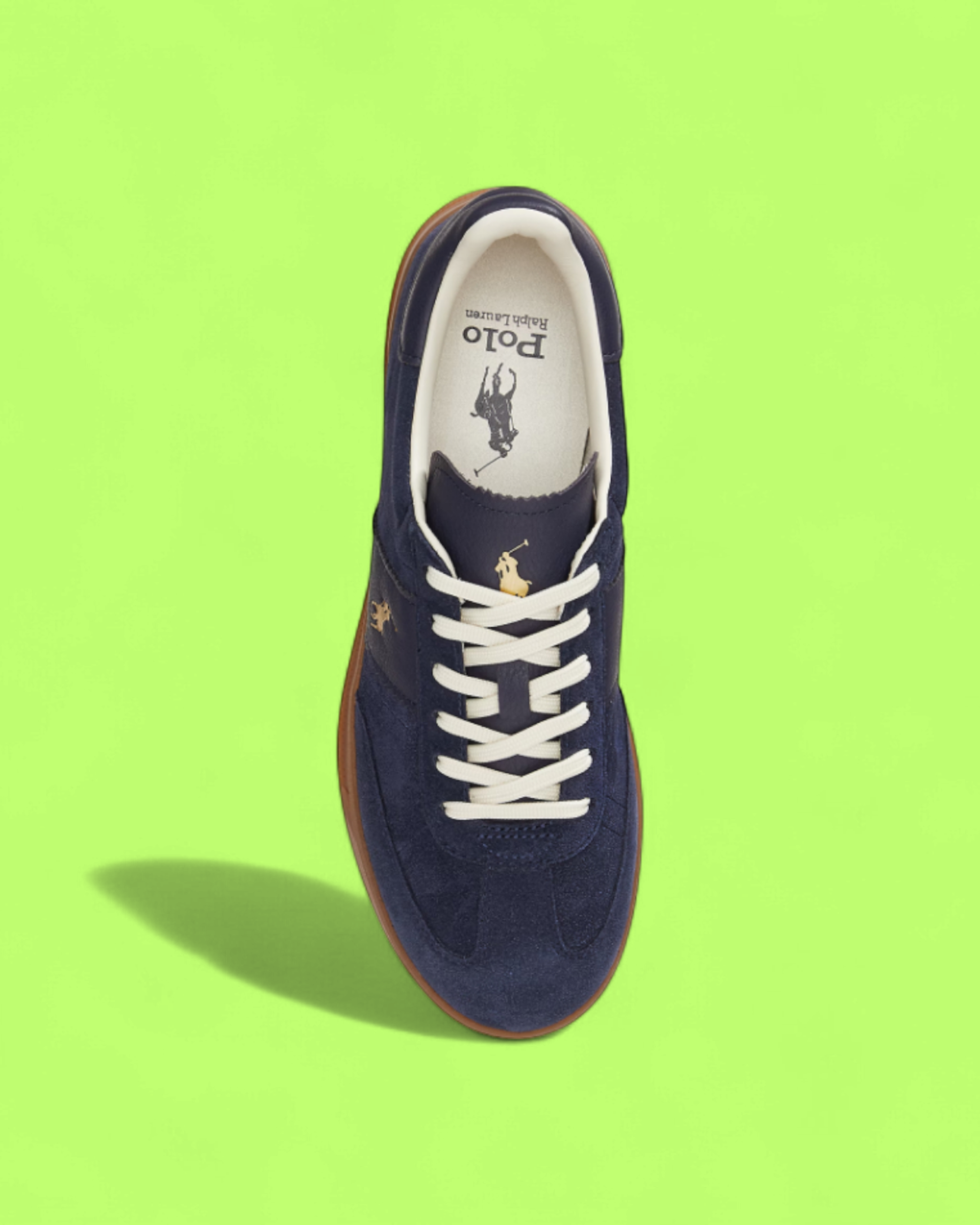 POLO RALPH LAUREN NAVY SUEDE GUM SOLE CASUAL SNEAKERS CWCD