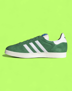 ADIDAS GAZELLE GREEN SUEDE WHITE STRIPES RETRO CLASSIC CASUAL