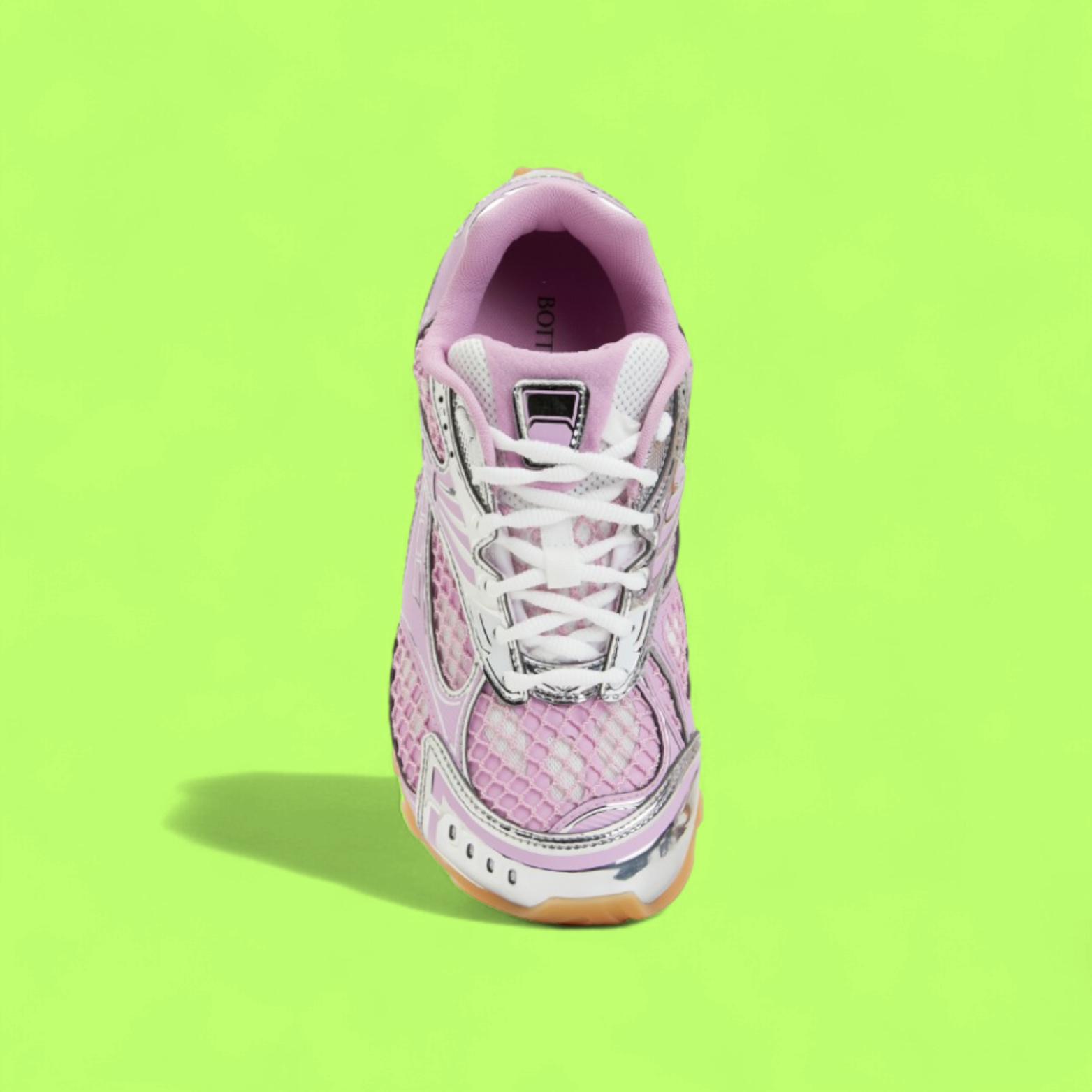 BOTTEGA VENETA PINK MESH LOW TOP SNEAKERS WITH GUM SOLE
