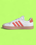 ADIDAS VL COURT WHITE PINK CASUAL LOW TOP LEATHER SNEAKERS