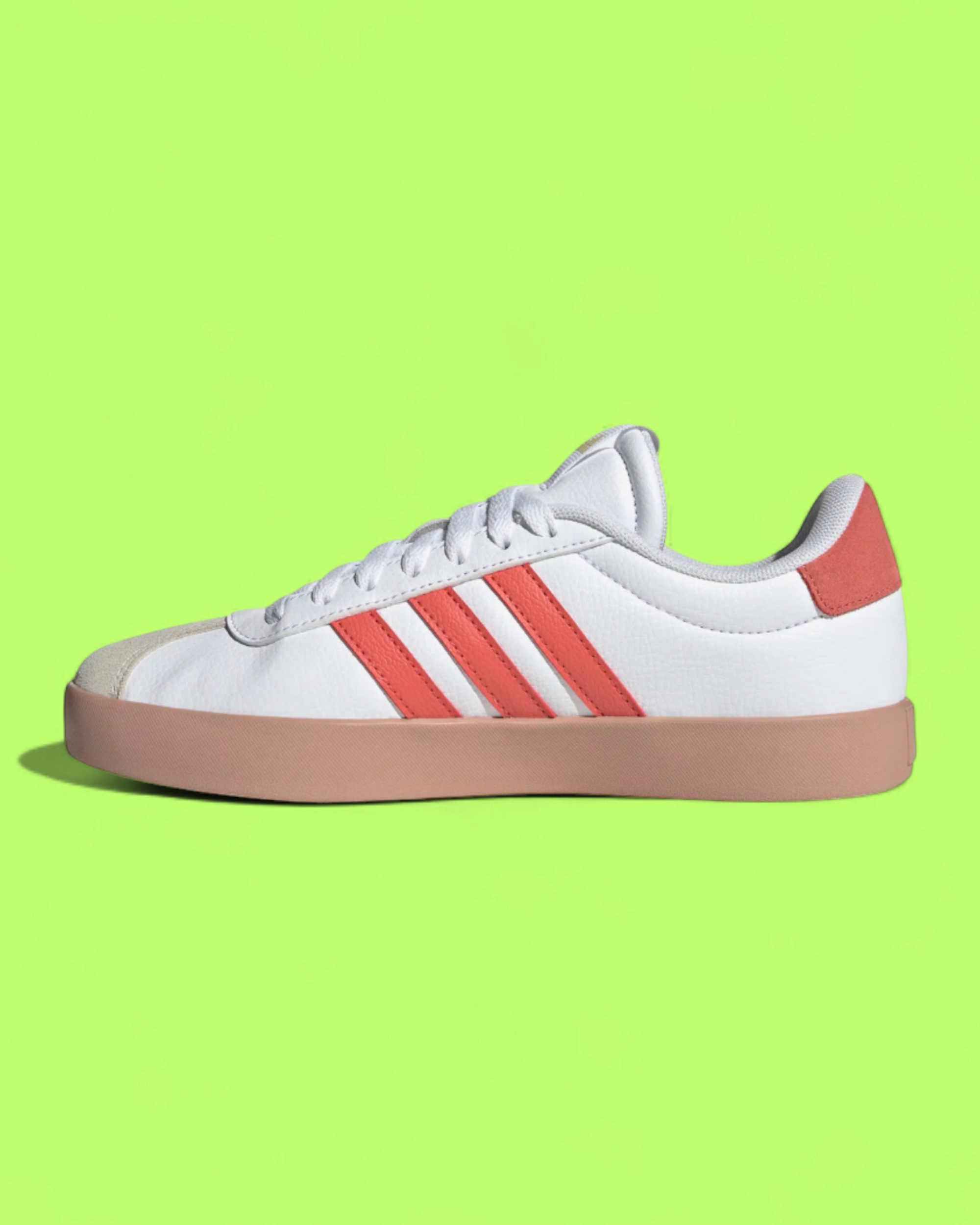 ADIDAS VL COURT WHITE PINK CASUAL LOW TOP LEATHER SNEAKERS
