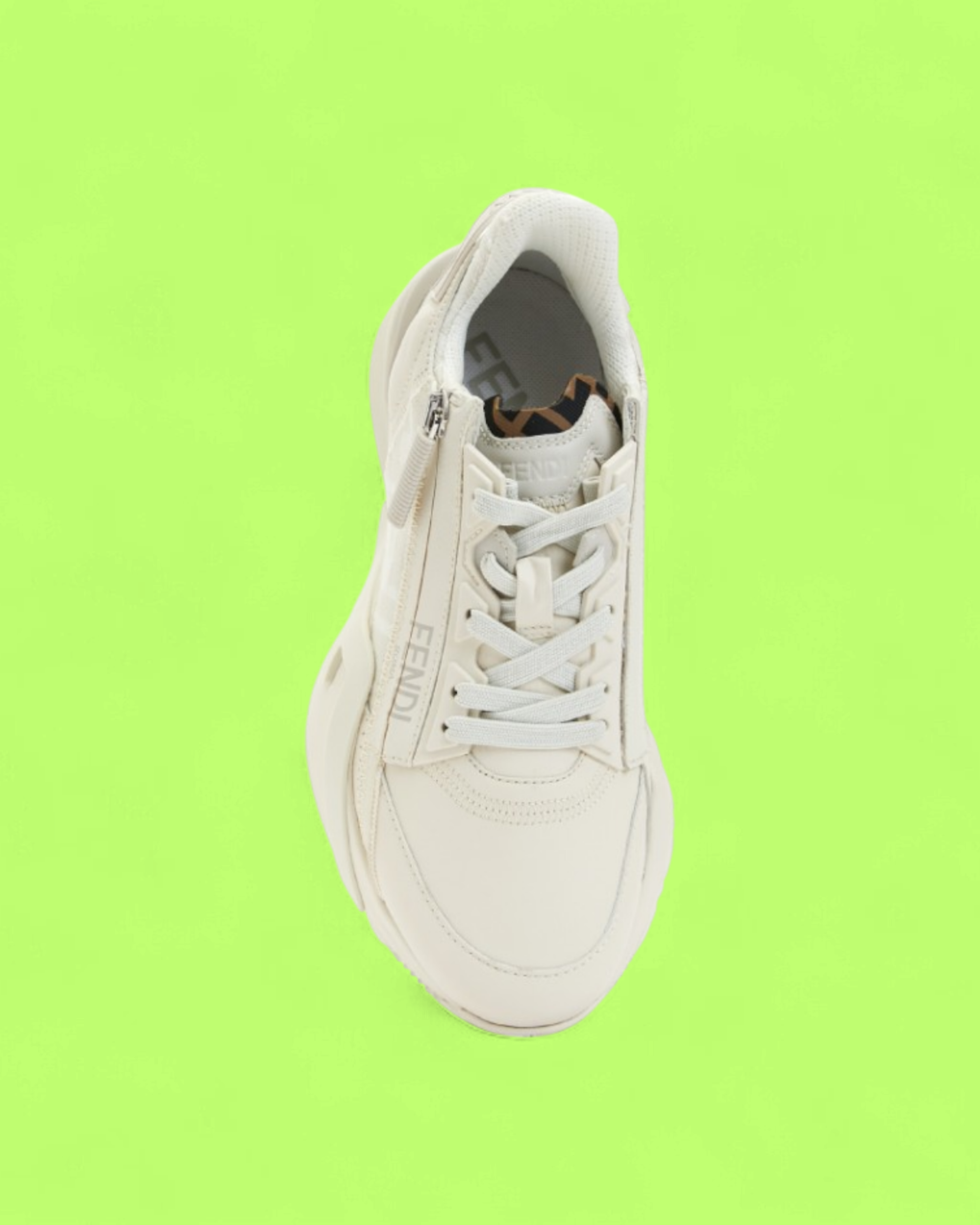 FENDI WHITE TECHNICAL SNEAKER WITH EMBOSSED FF LOGO DESIGN