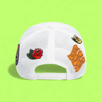 DONT PLAY POKE THE BEAR WHITE TRUCKER HAT WITH PATCH DESIGN