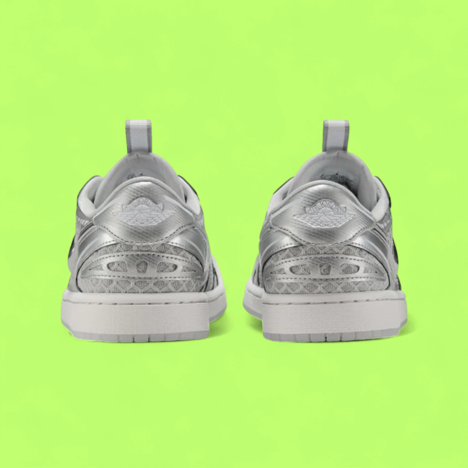 NIKE AIR JORDAN 1 LOW 85 METALLIC SILVER FUTURISTIC SNEAKERS