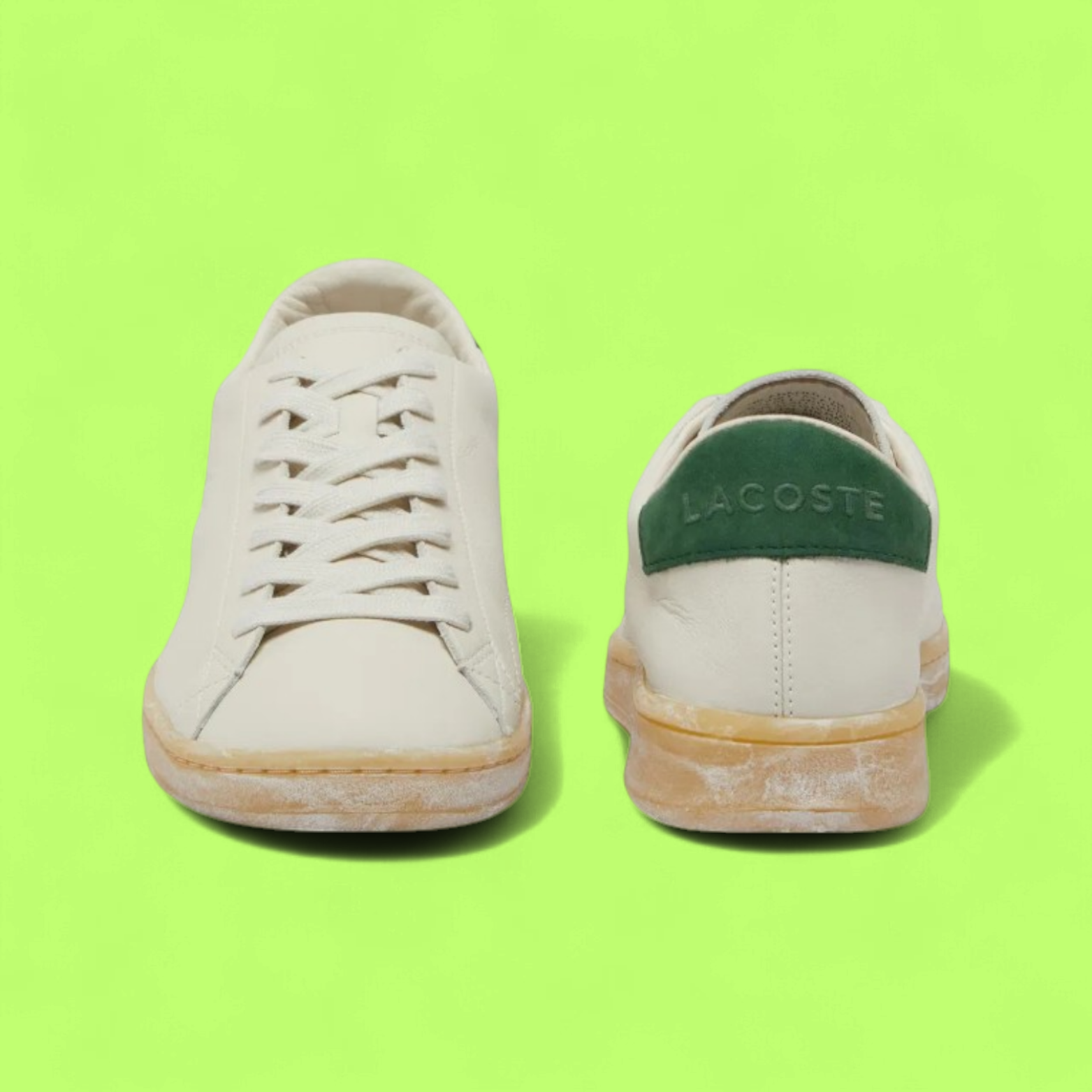 LACOSTE CARNABY SET MEN'S CREAM LEATHER MINIMAL CASUAL SNEAKERS