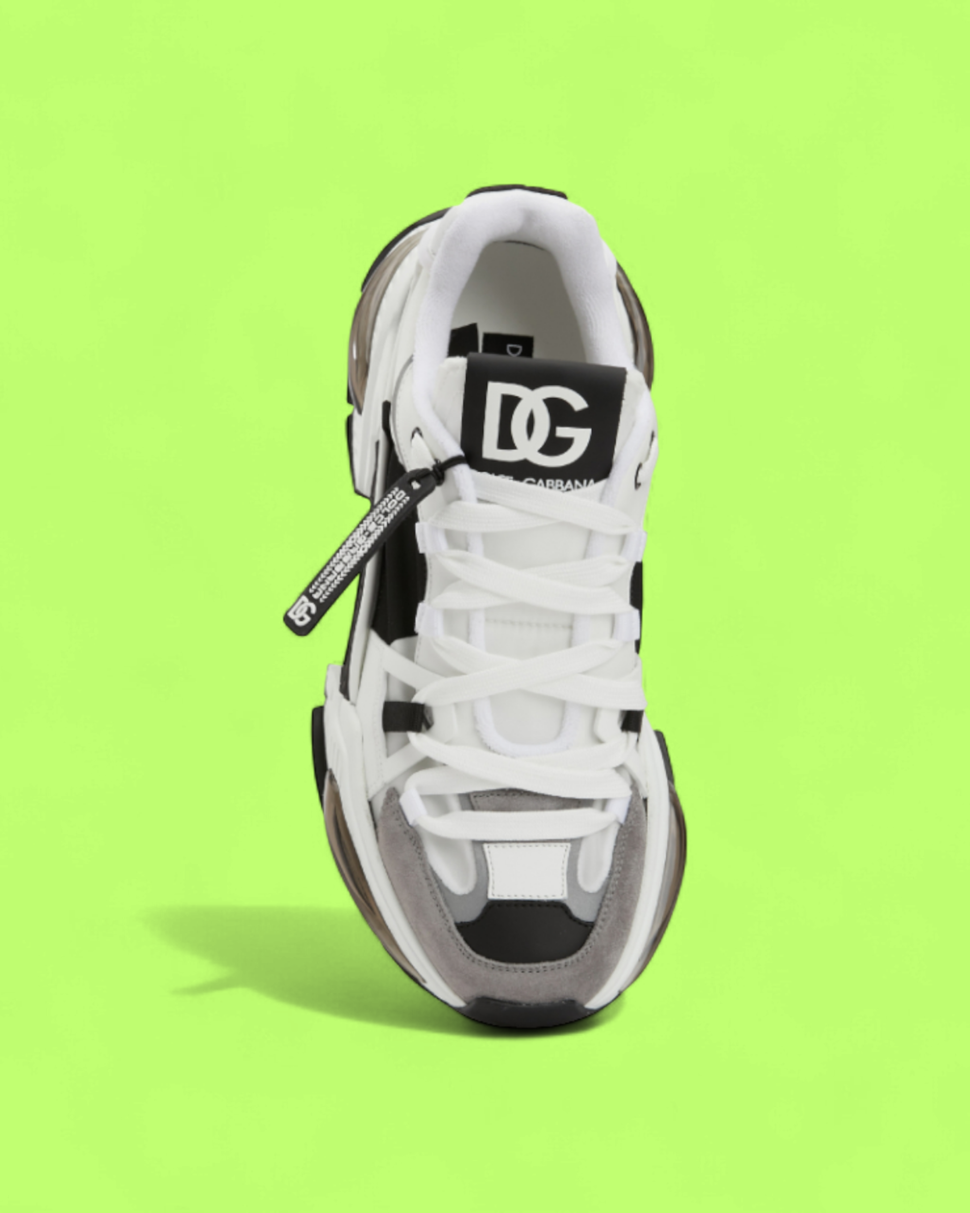 DOLCE & GABBANA CHUNKY BLACK WHITE CONTRAST PANEL SNEAKERS