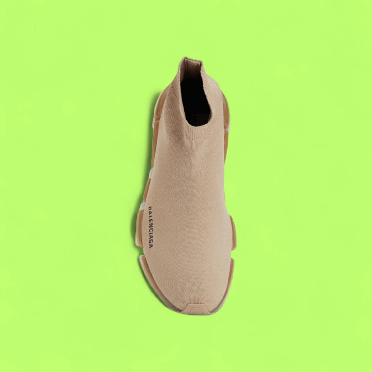BALENCIAGA SPEED 2.0 BEIGE KNIT SNEAKERS WITH TRANSPARENT