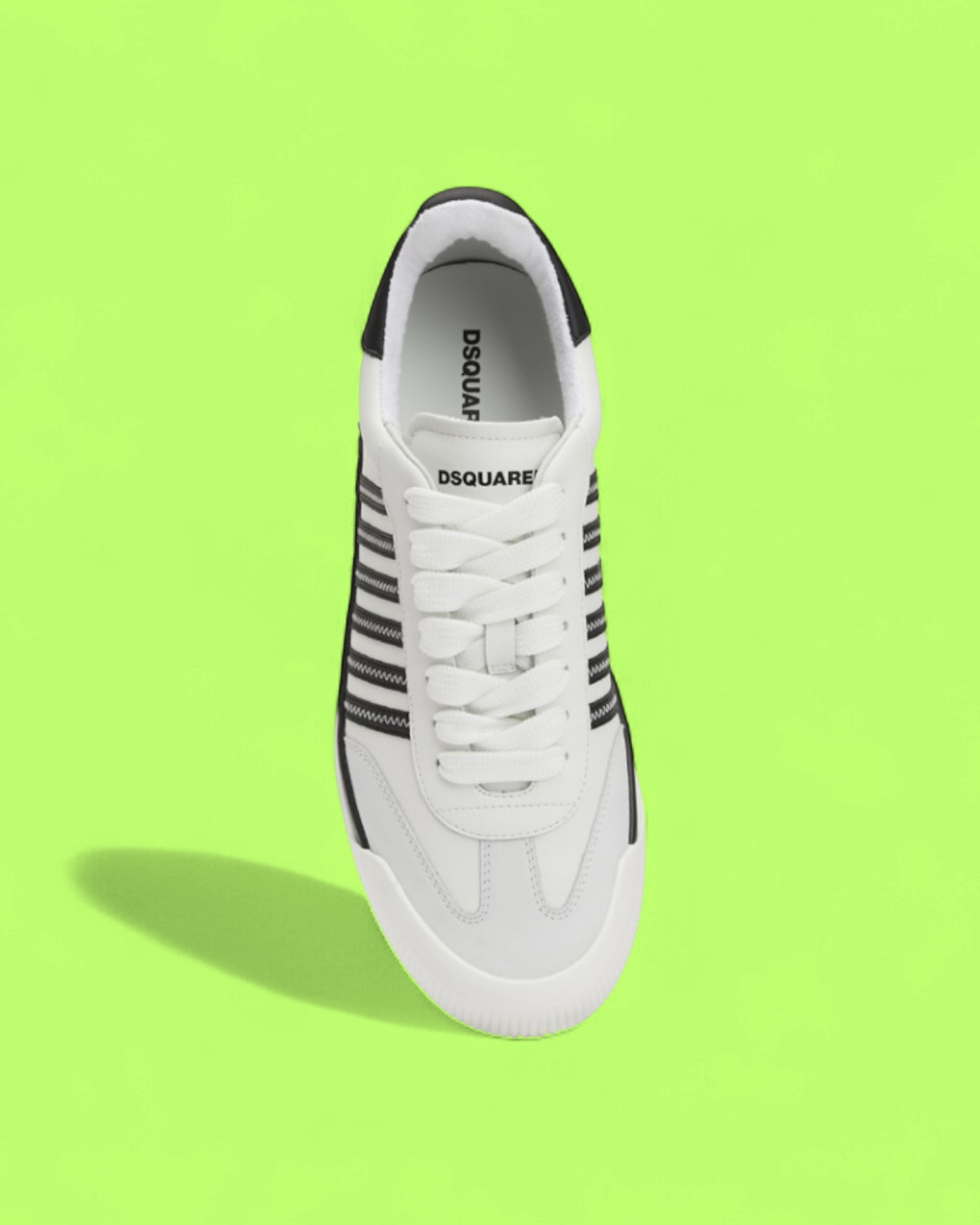 DSQUARED2 WHITE BLACK STRIPED LOW SNEAKER LEATHER DESIGN