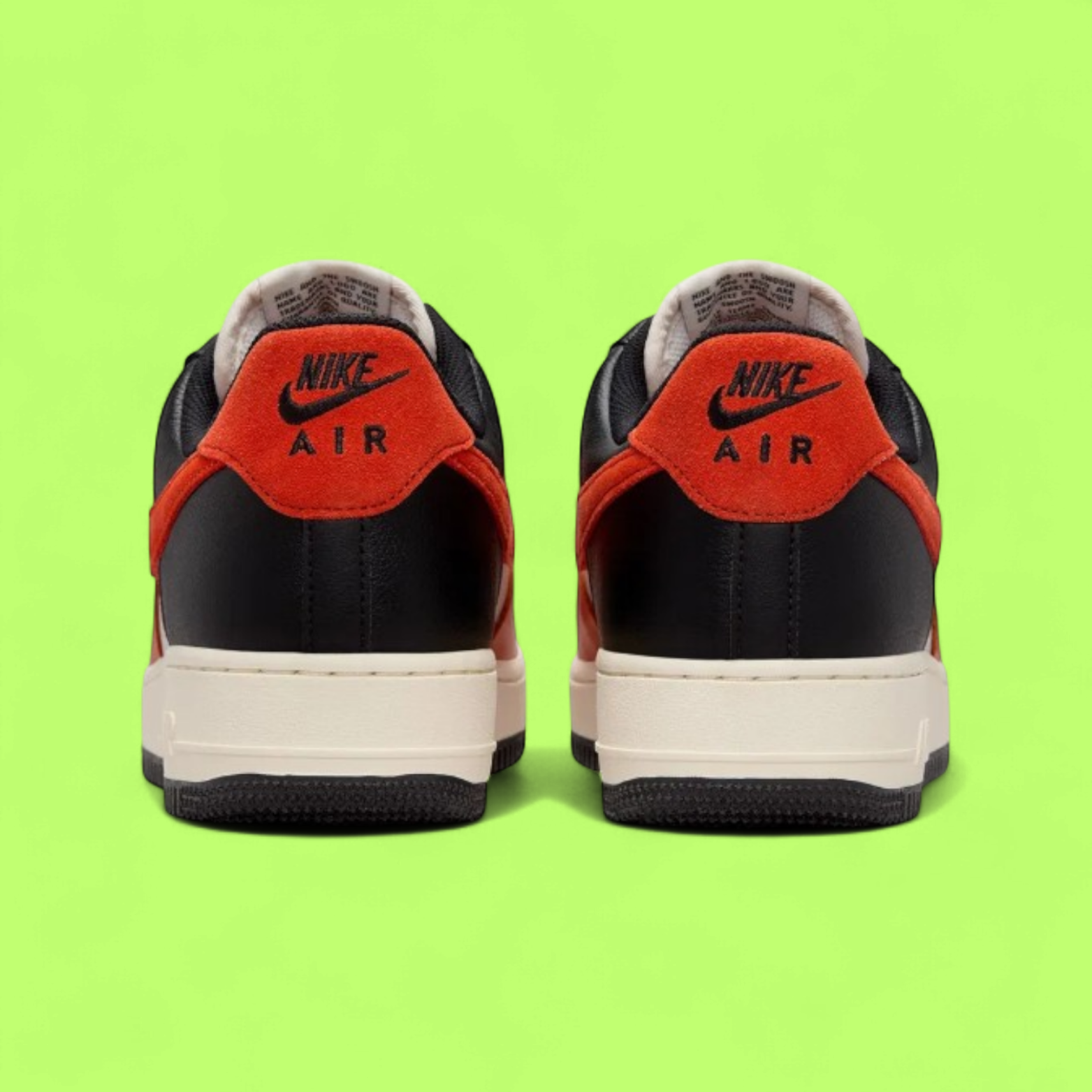 NIKE AIR FORCE 1 '07 LV8 MEN'S BLACK ORANGE LEATHER CASUAL SNEAKERS