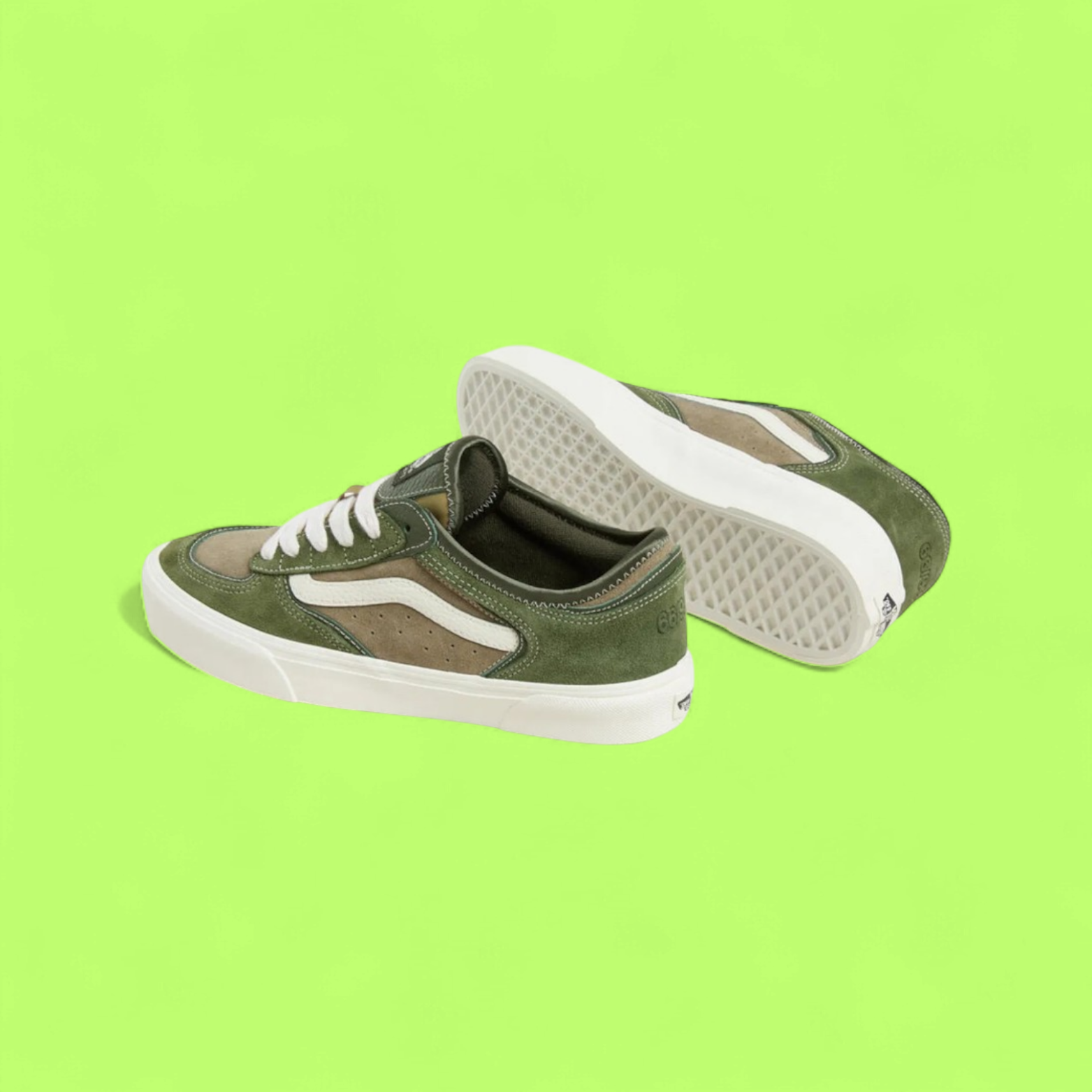 VANS ROWLEY CLASSIC MEN'S GREEN SUEDE AND CANVAS SKATE SNEAKERS