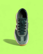 MONCLER GREEN SUEDE NYLON RETRO RUNNER M LOGO SNEAKERS