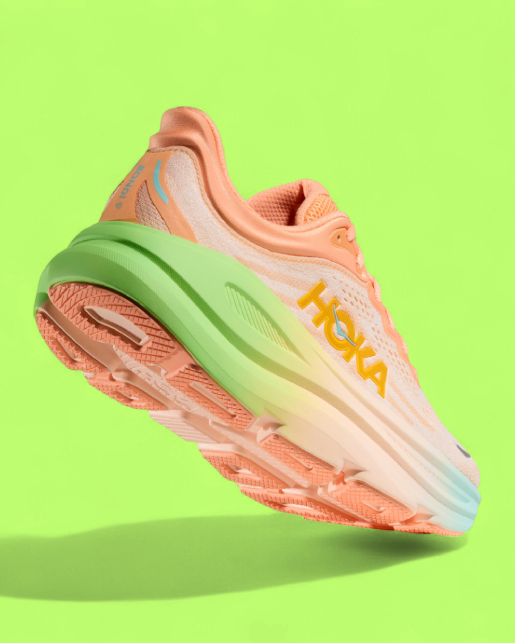 HOKA PEACH GREEN GRADIENT PERFORMANCE RUNNING SNEAKER