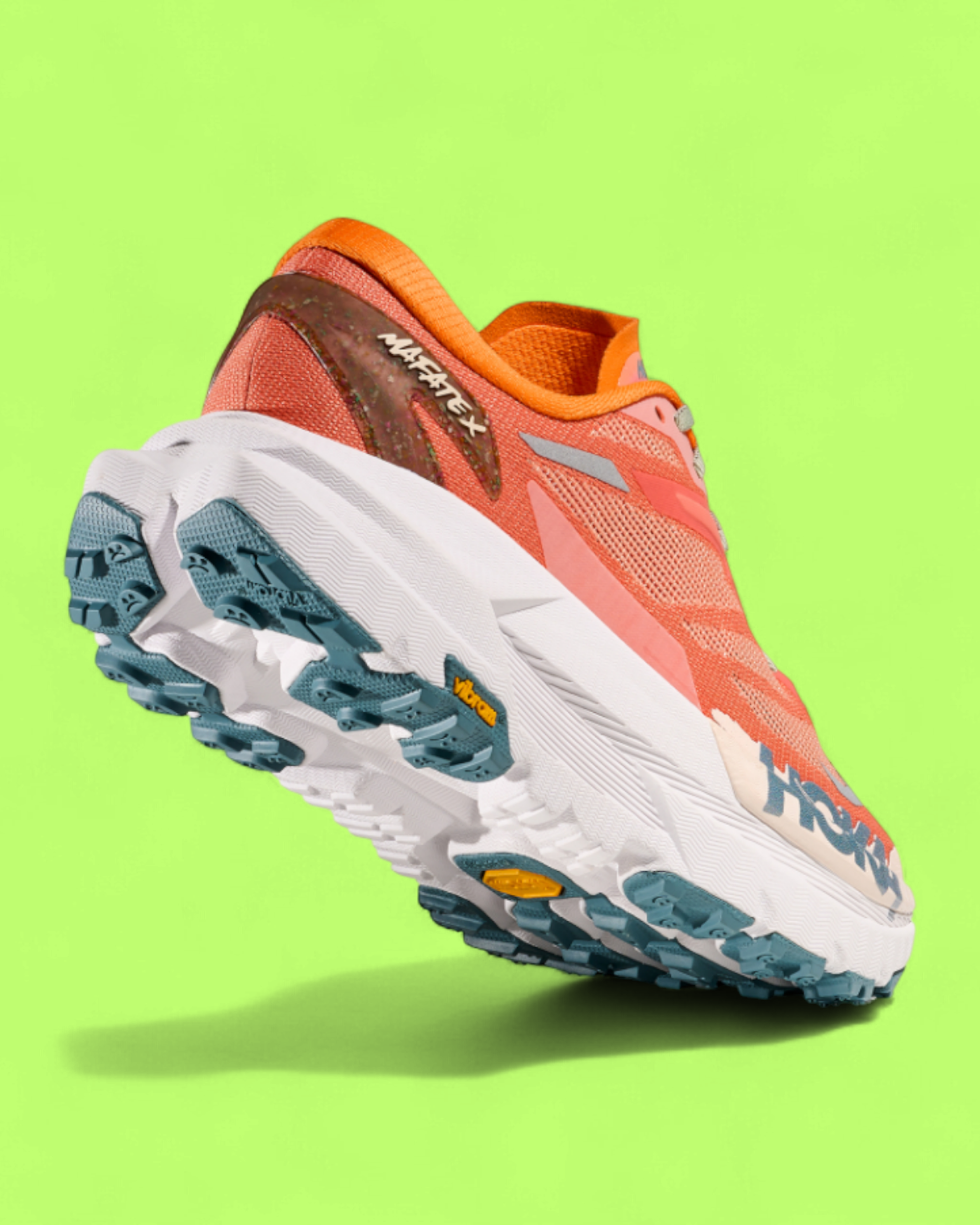 HOKA VIBRAM SOLE TRAIL RUNNING SHOE ORANGE SUNSET ICON CWCD