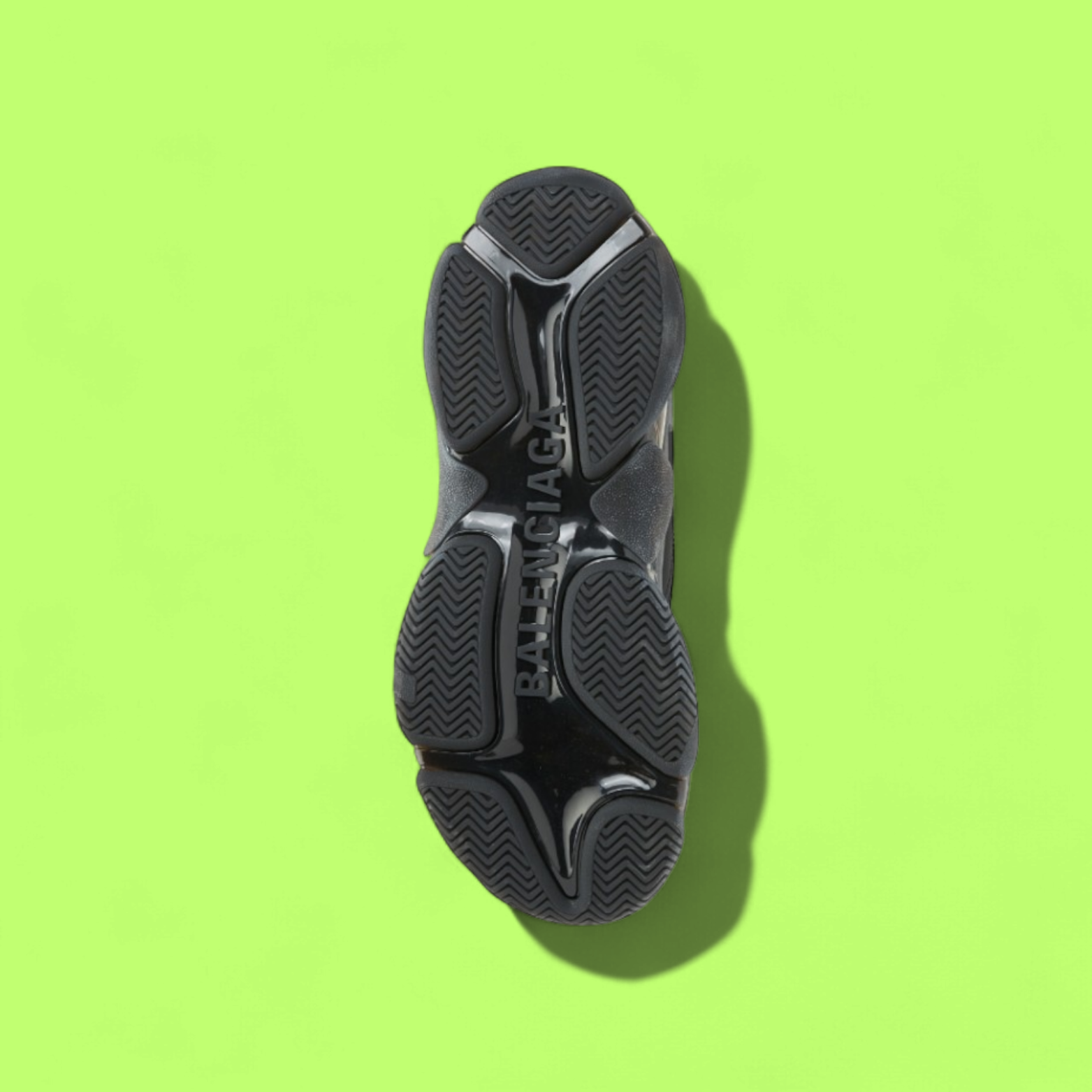 BALENCIAGA TRIPLE S BLACK LEATHER AND MESH CHUNKY SNEAKERS