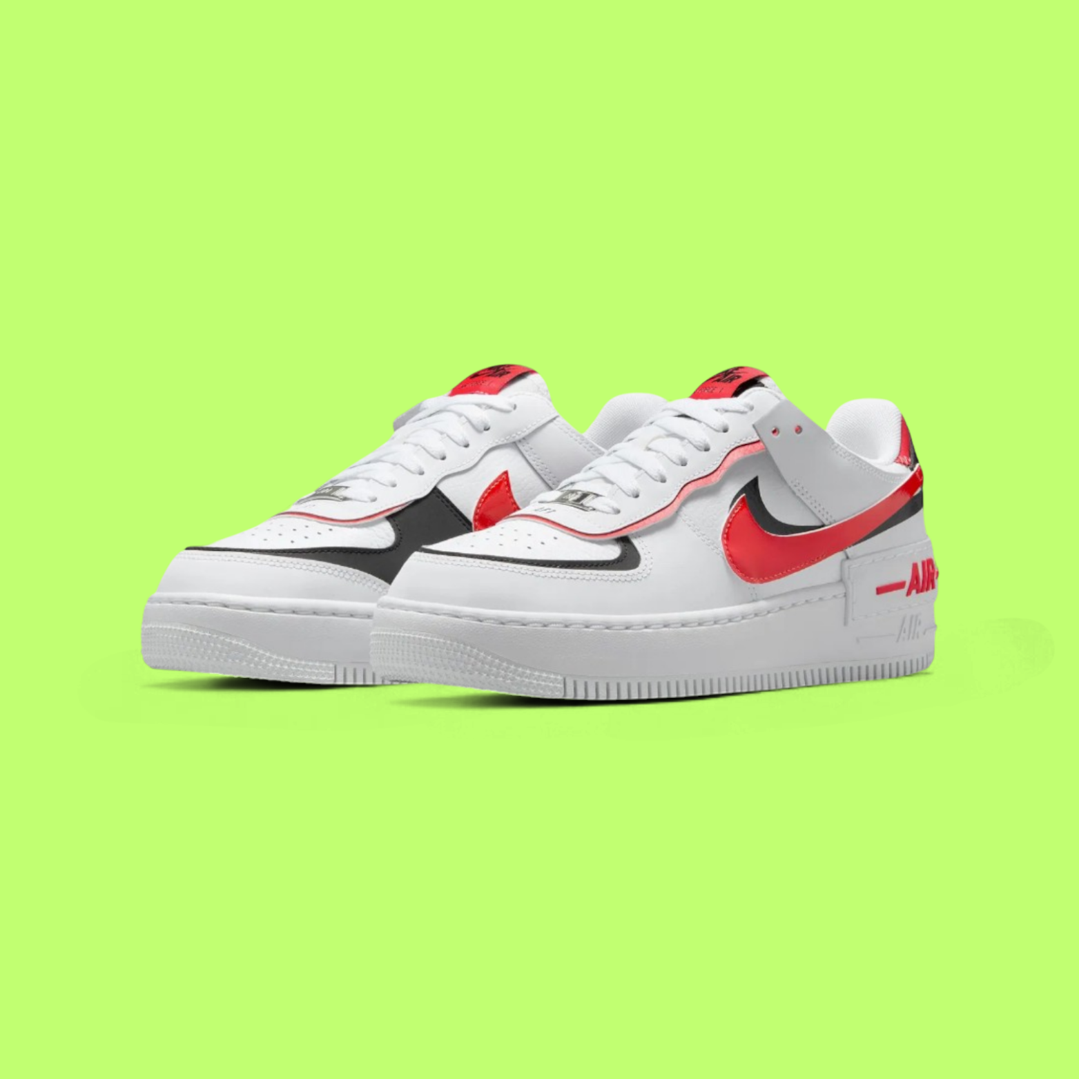 NIKE AIR FORCE 1 SHADOW WHITE RED LAYERED STREET STYLE DROP