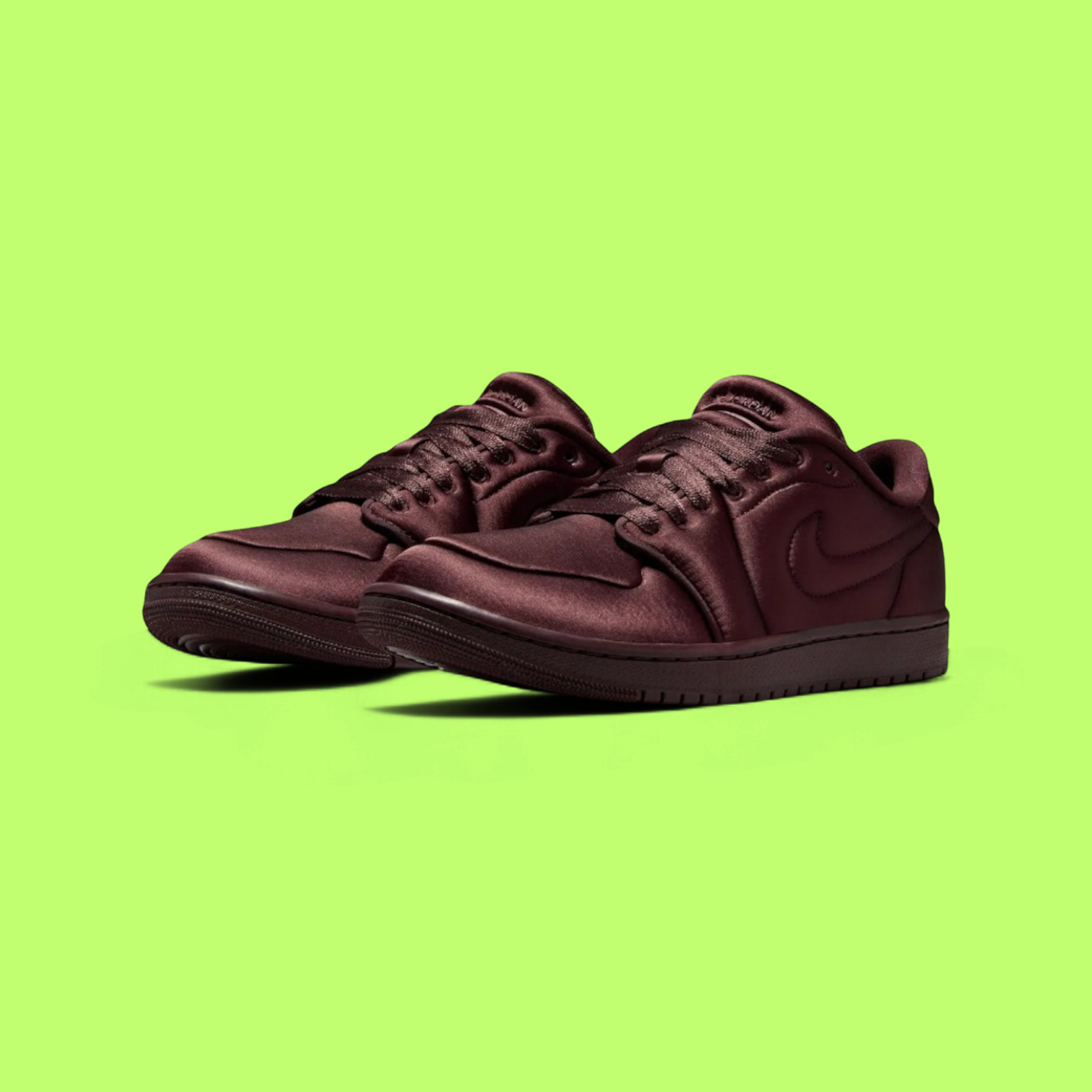 NIKE AIR JORDAN 1 LOW SATIN BURGUNDY RED LUXURY SNEAKERS