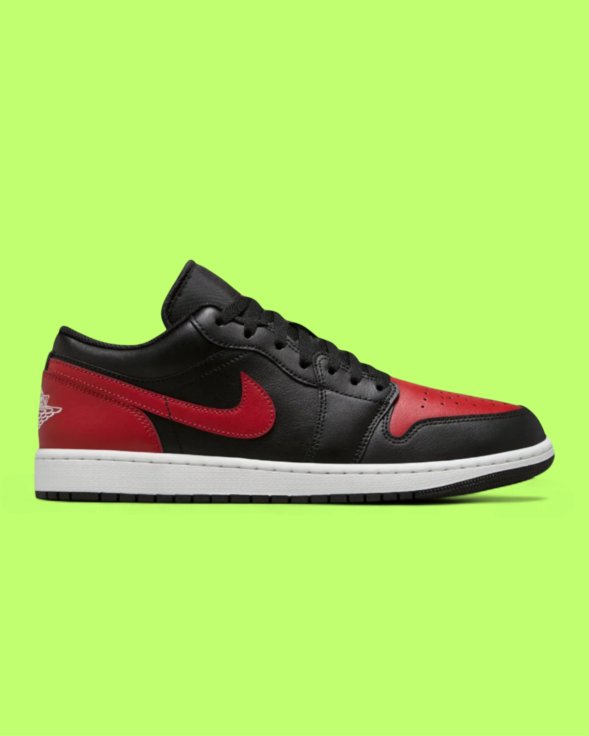 NIKE JORDAN AIR 1 LOW MEN'S BLACK RED LEATHER BASKETBALL SNEAKERS