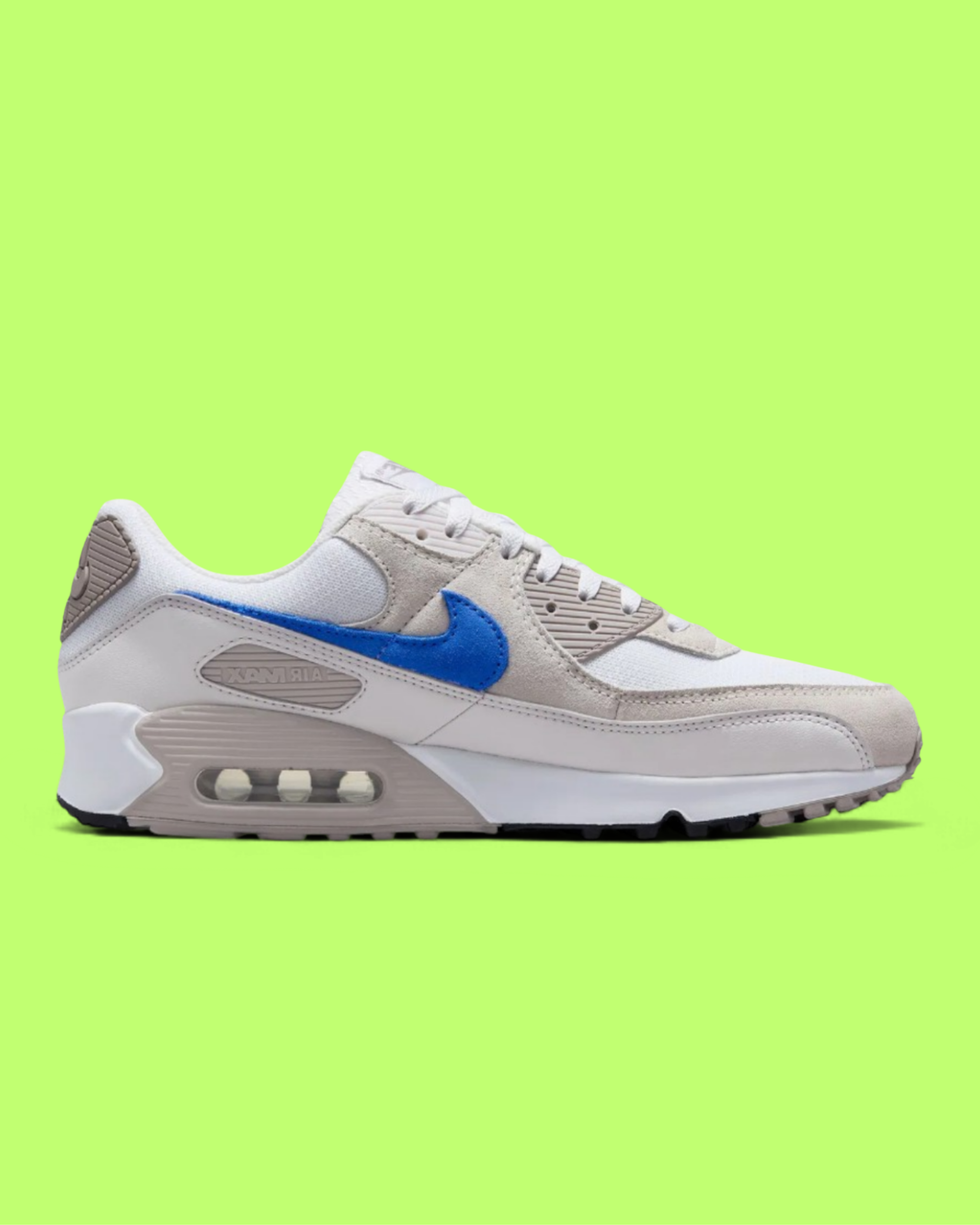 NIKE AIR MAX 90 MEN'S WHITE LEATHER RETRO RUNNING STYLE SNEAKERS