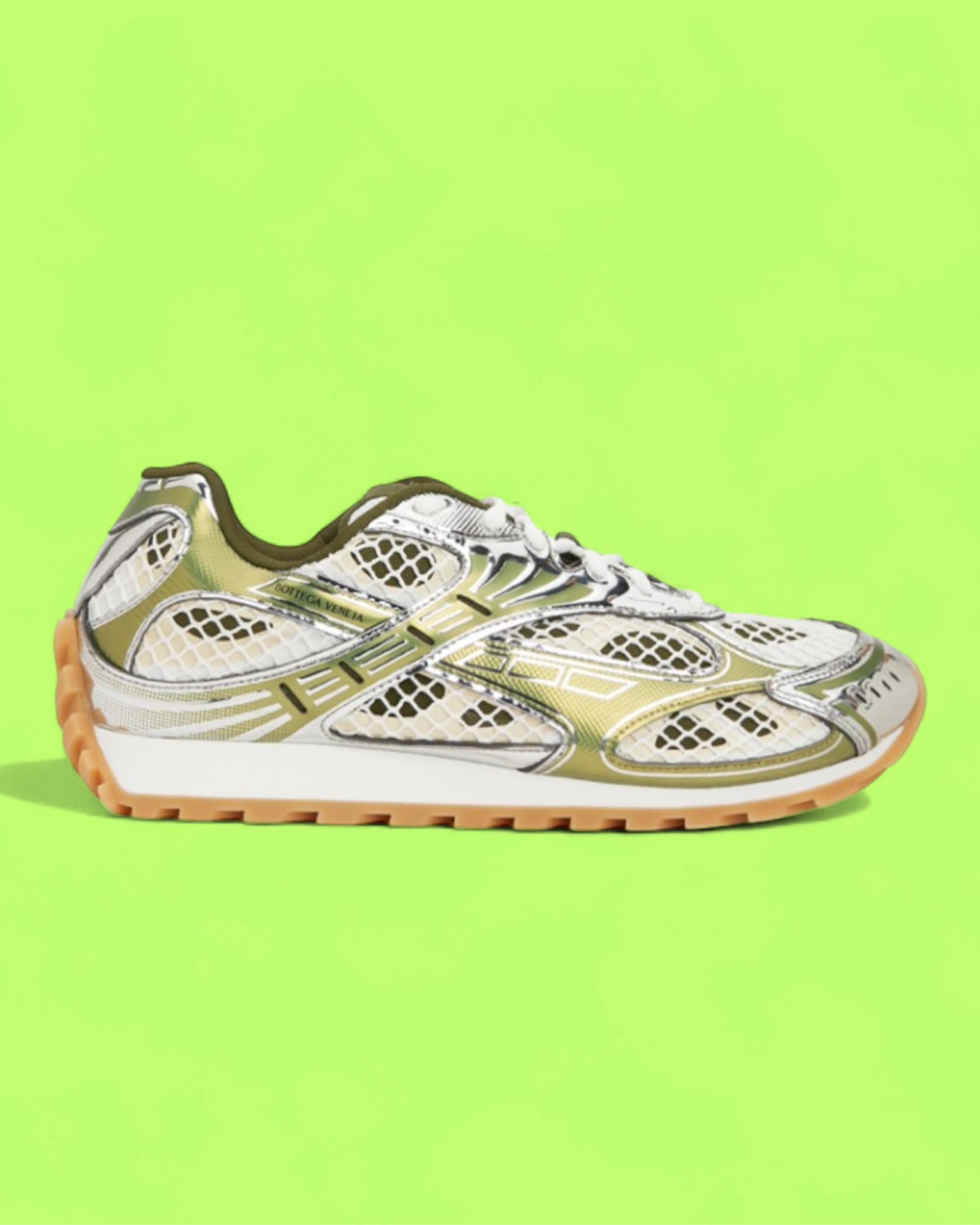 BOTTEGA VENETA SPEEDSTER GREEN WHITE GUM SOLE RUNNER SNEAKERS