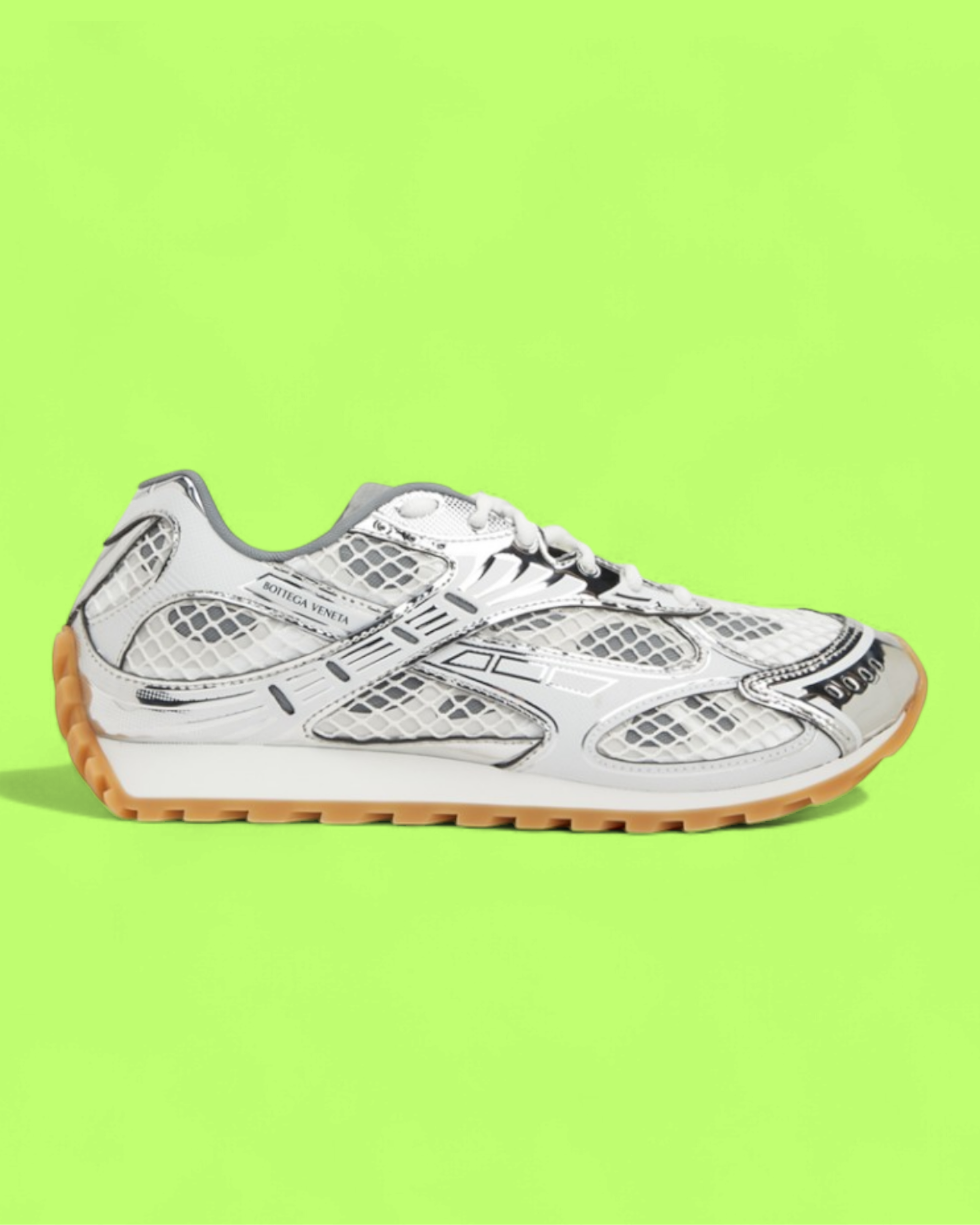 BOTTEGA VENETA SPEEDSTER WHITE GREY GUM SOLE RUNNER SNEAKERS