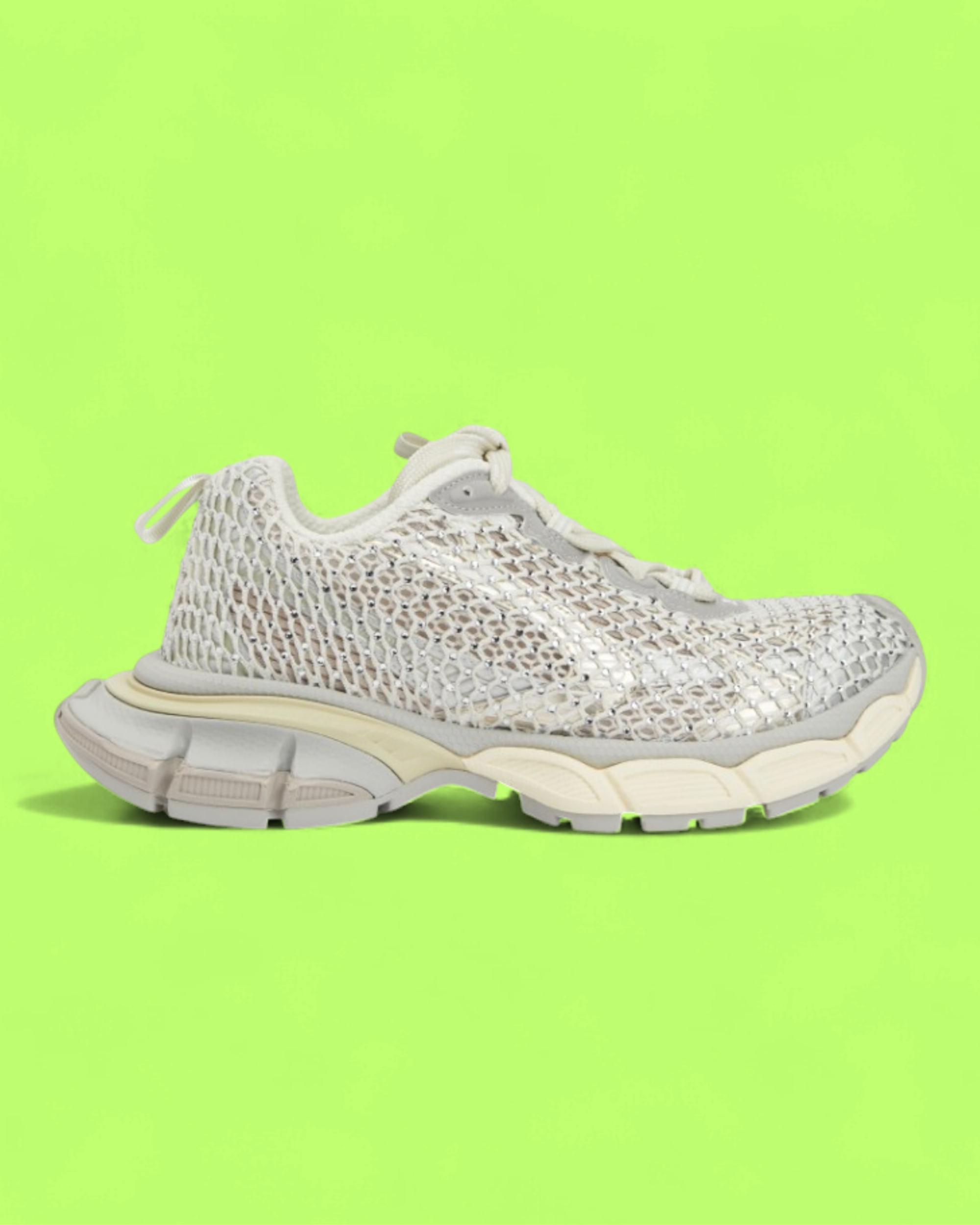 BALENCIAGA X-PANDER WHITE MESH TRANSPARENT SOLE SNEAKERS