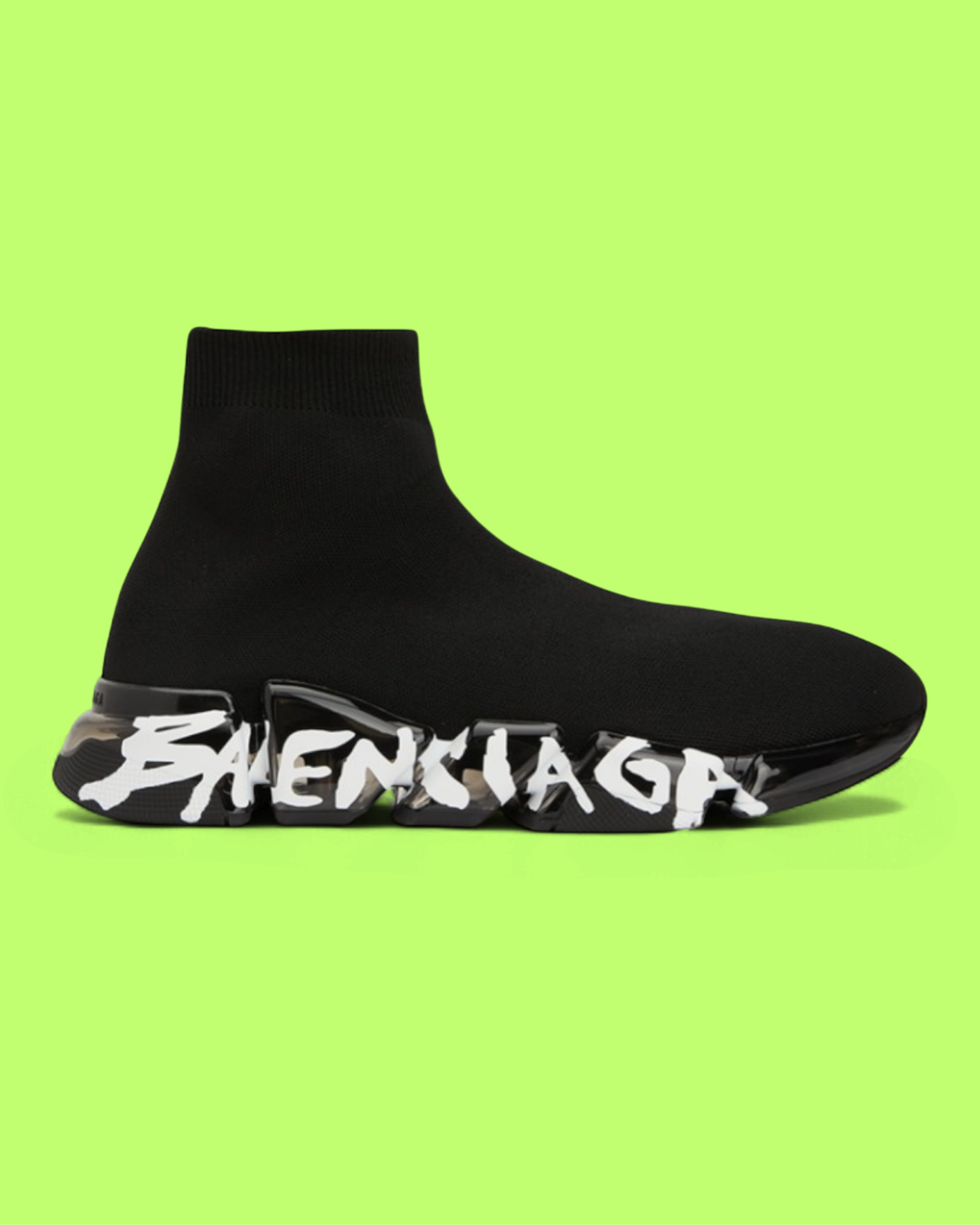 BALENCIAGA SPEED GRAFFITI BLACK WHITE HIGH SOCK SNEAKERS