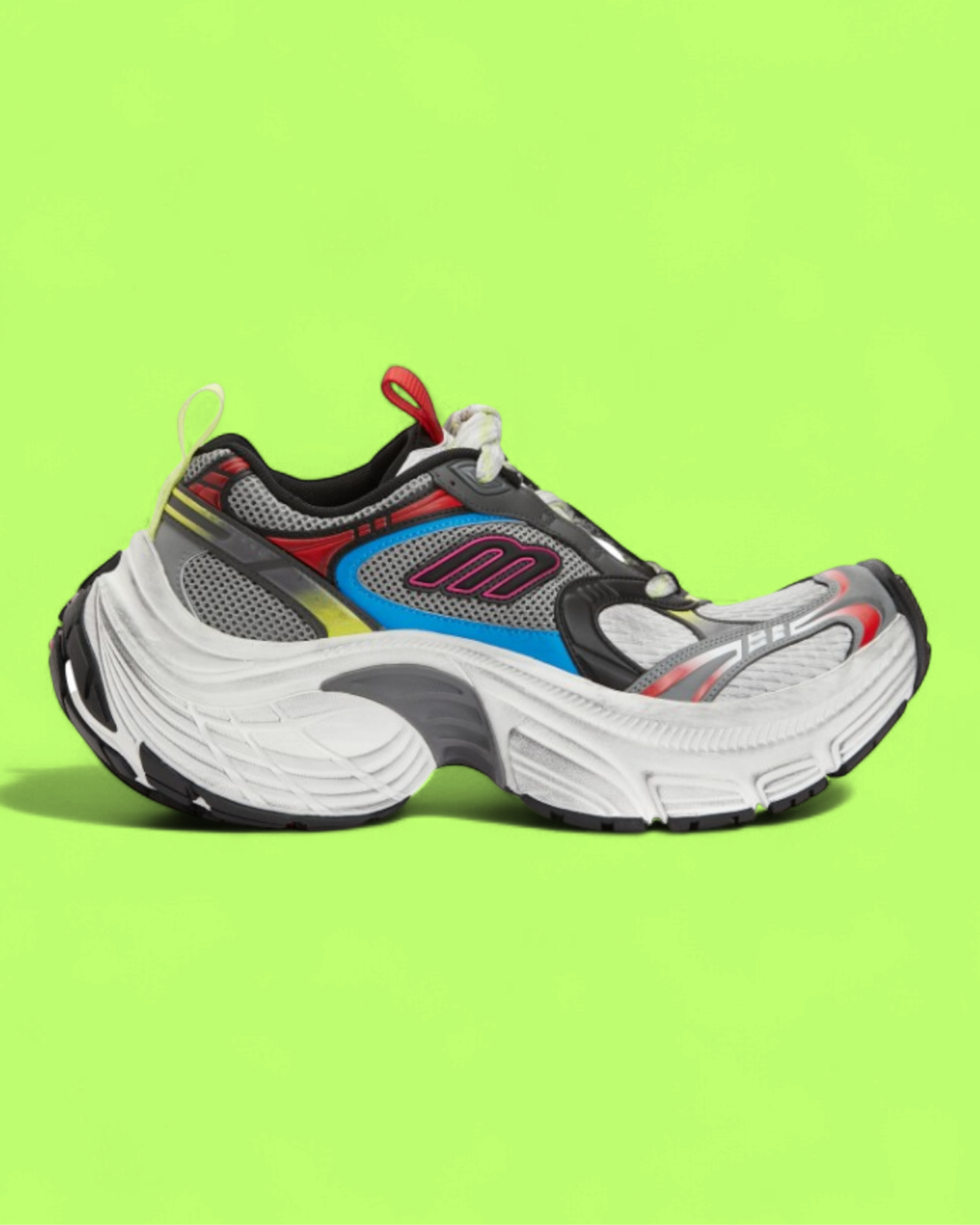 BALENCIAGA PHANTOM MULTICOLOR GREY BLUE YELLOW MESH SNEAKERS
