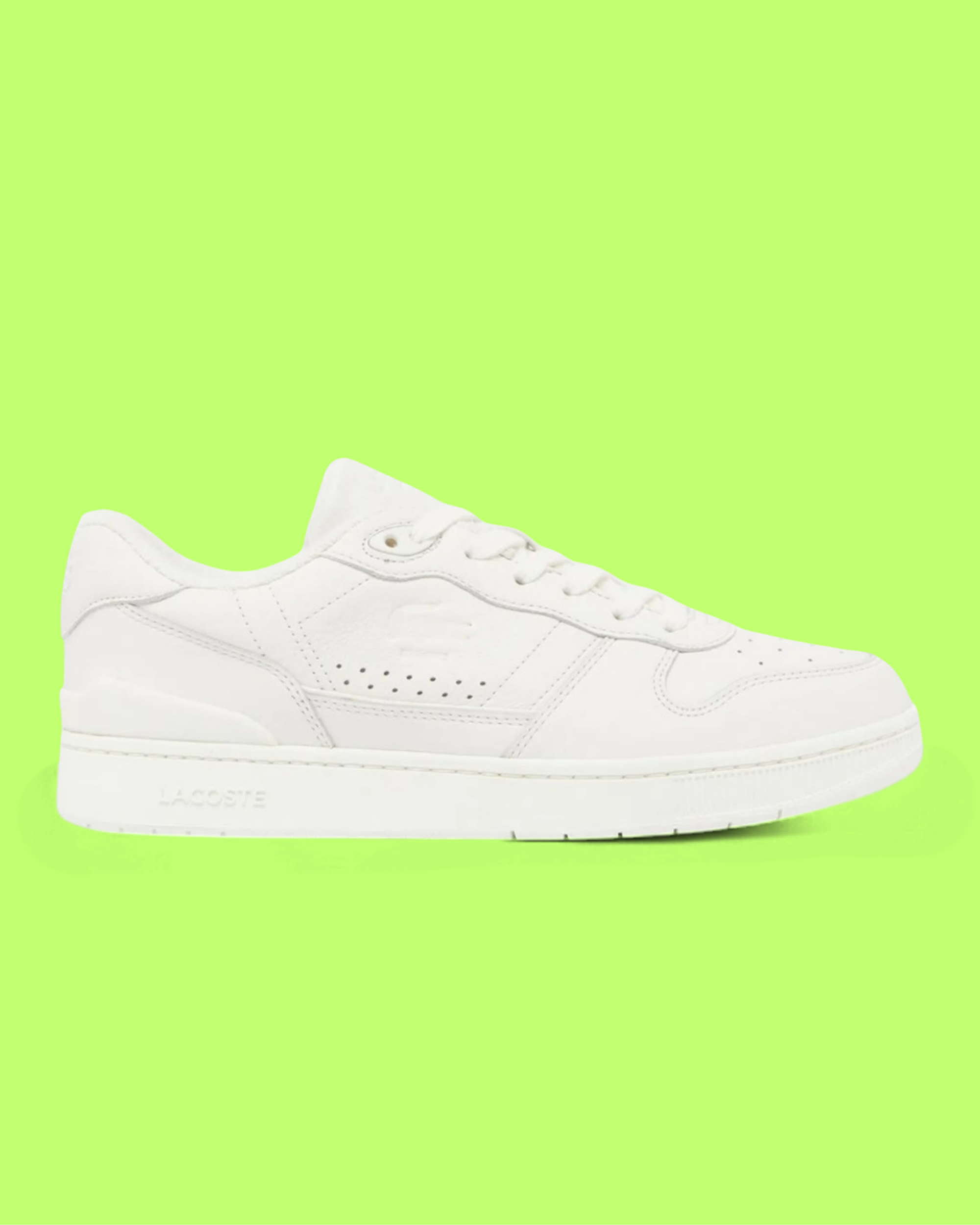 LACOSTE T-CLIP MEN'S WHITE LEATHER RETRO COURT STYLE SNEAKERS