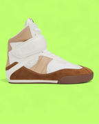 CHLOE HIGH TOP SNEAKER WHITE BEIGE BROWN WITH VELCRO STRAP