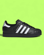 ADIDAS SUPERSTAR BLACK WHITE LEATHER CLASSIC SHOES CWCD