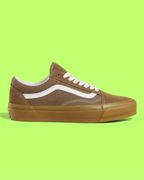 VANS OLD SKOOL BROWN CANVAS WHITE STRIPE GUM SOLE STYLE CWCD