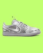 NIKE AIR JORDAN 1 LOW 85 METALLIC SILVER FUTURISTIC SNEAKERS