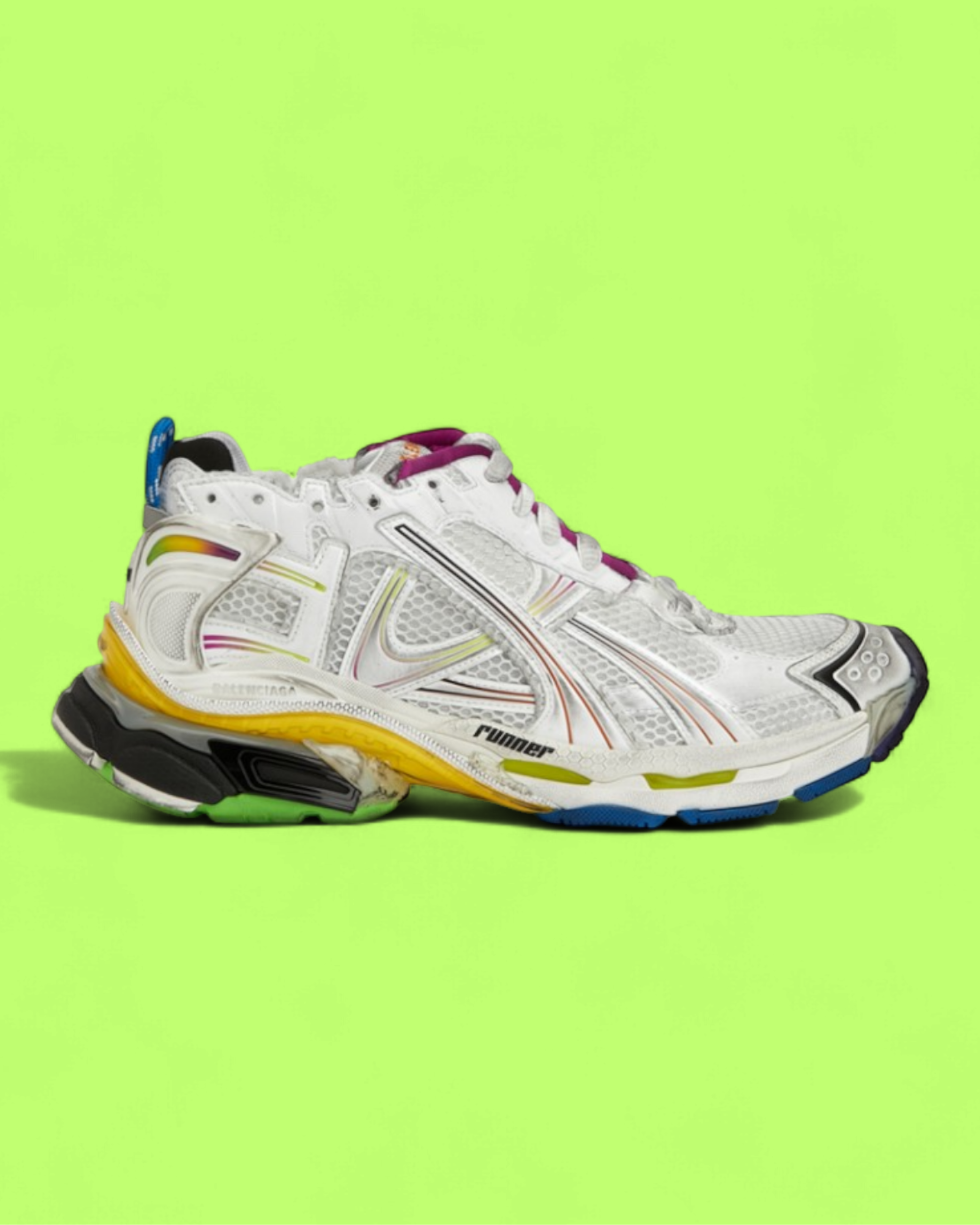 BALENCIAGA RUNNER MULTICOLOR MESH SNEAKERS CW DISTRESSED