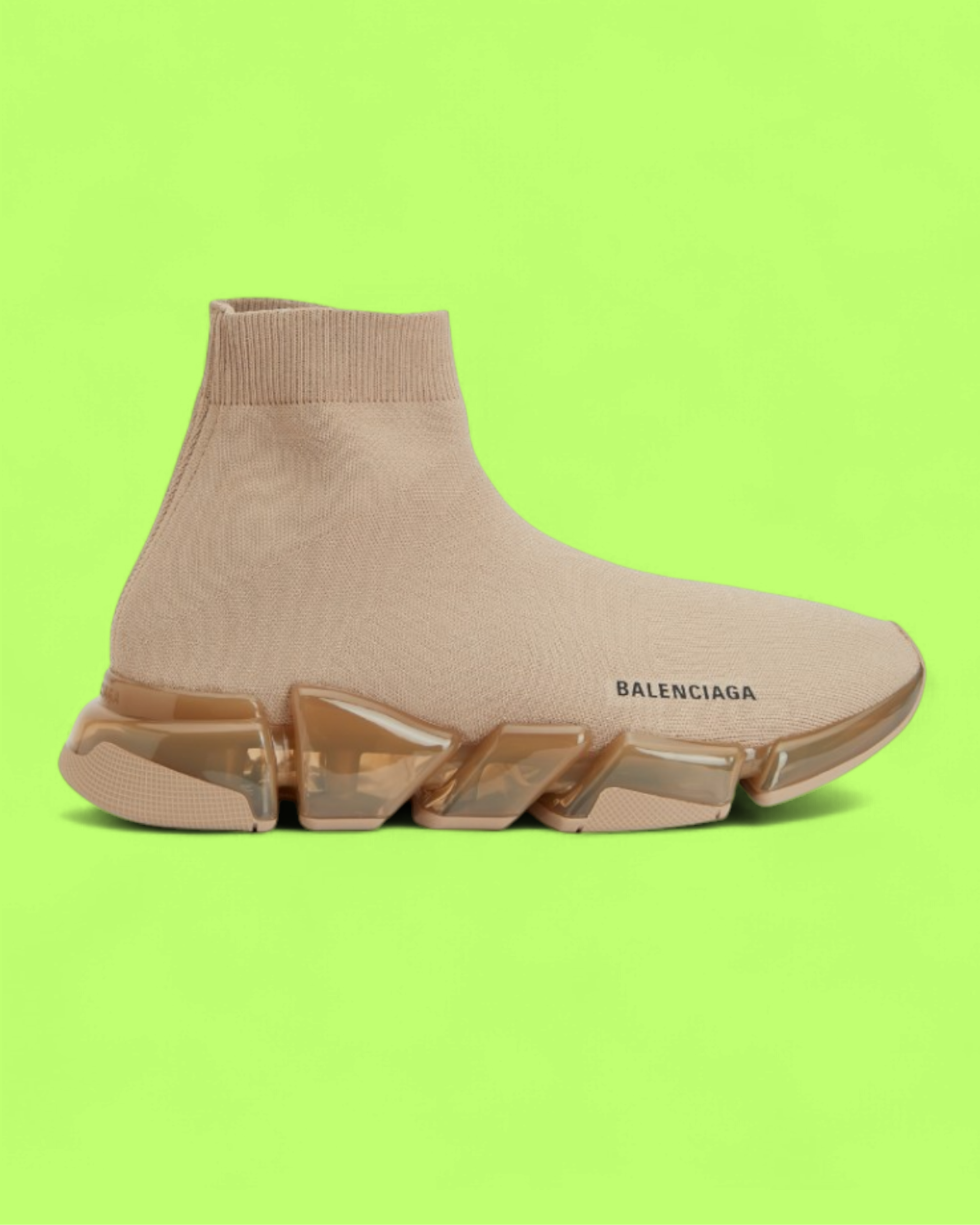 BALENCIAGA SPEED 2.0 BEIGE KNIT SNEAKERS WITH TRANSPARENT